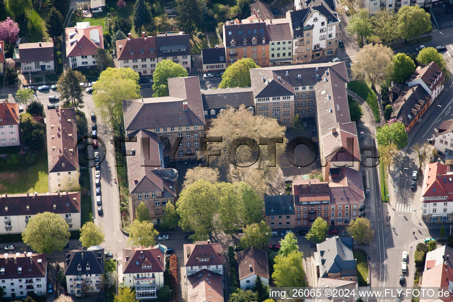 School building of the Markgrafen-Gymnasium in the district Durlach in Karlsruhe in the state Baden-Wurttemberg