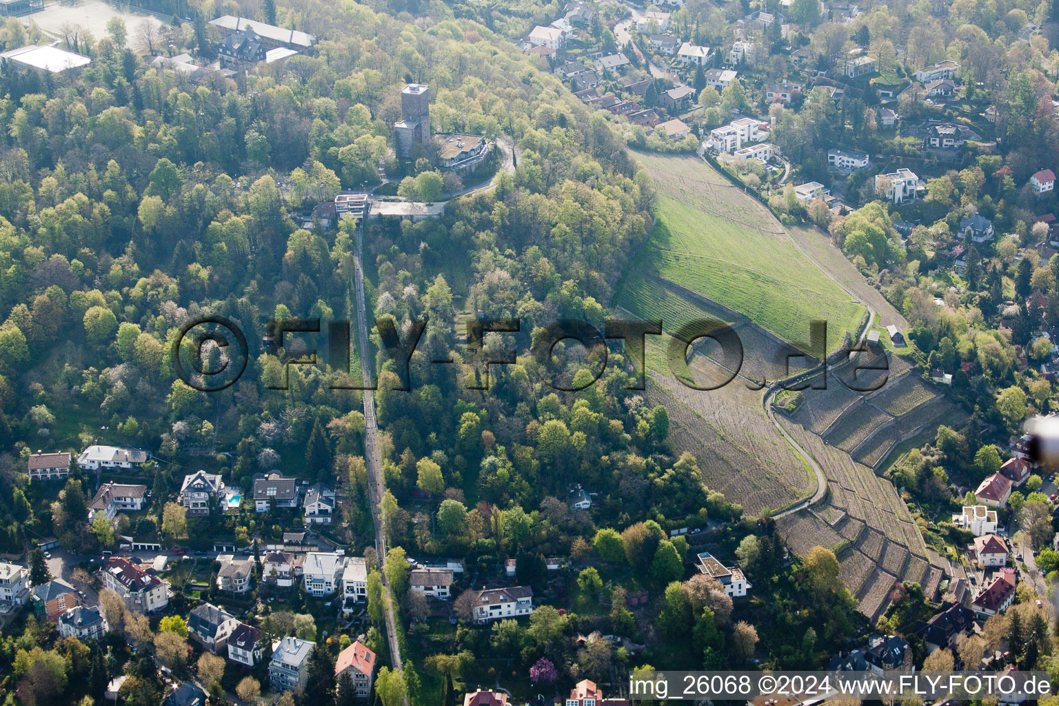 Turmberg cable car in the district Durlach in Karlsruhe in the state Baden-Wuerttemberg, Germany