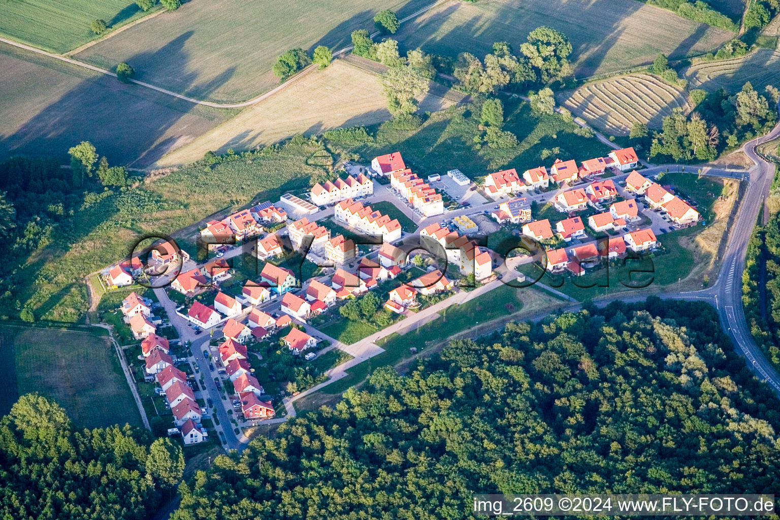 Aerial view of New development area in Wörth am Rhein in the state Rhineland-Palatinate, Germany