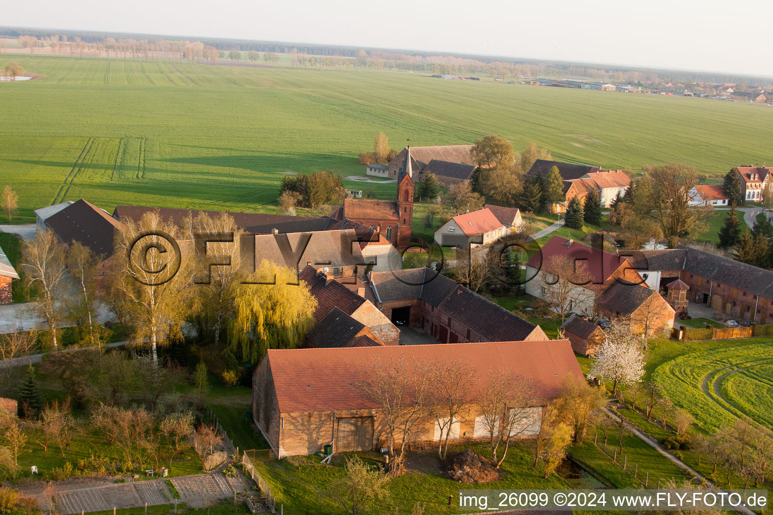 Aerial view of Höfgen in the state Brandenburg, Germany