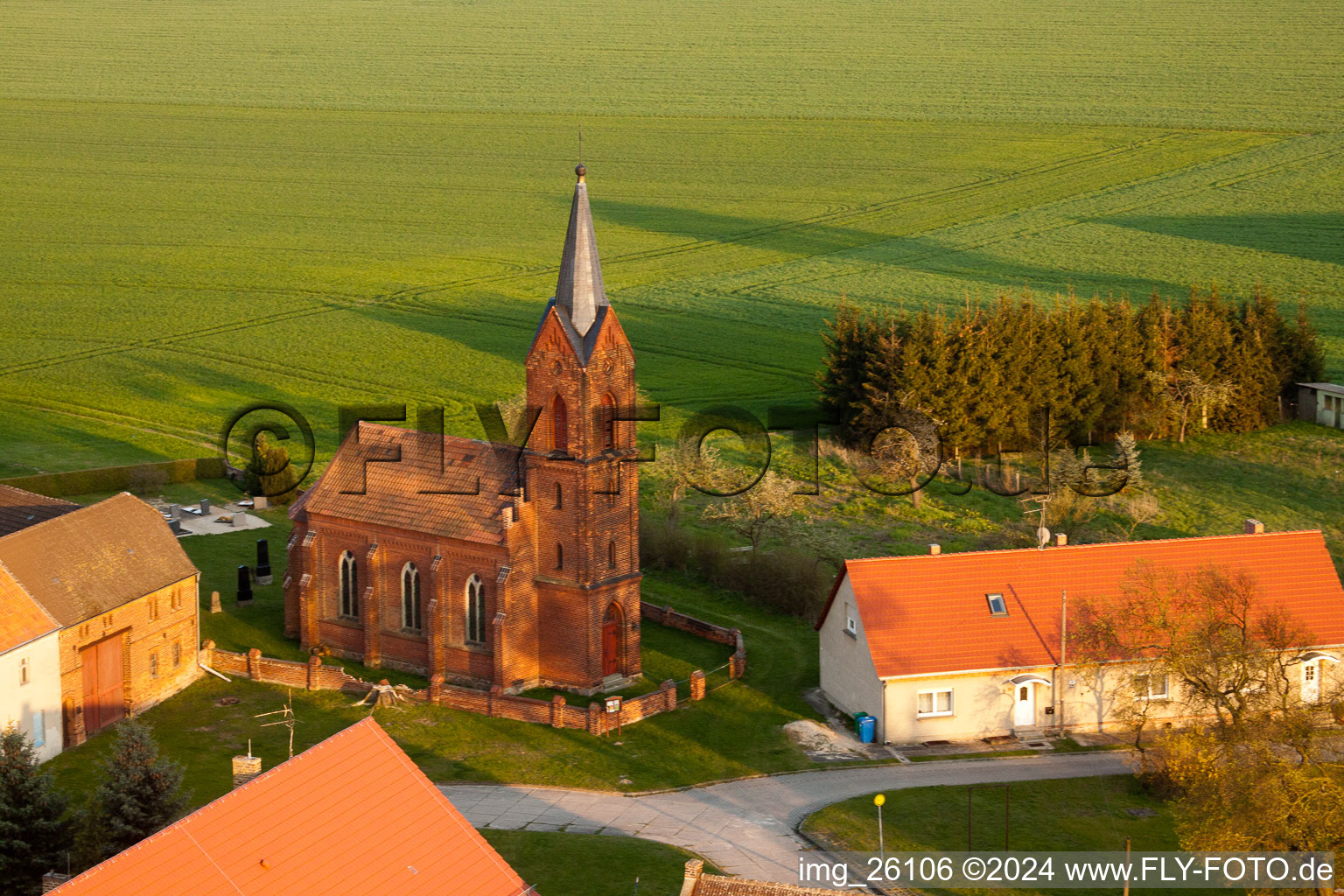 Churches building the chapel Dorfkirche Hoefgen in Niederer Flaeming in the state Brandenburg