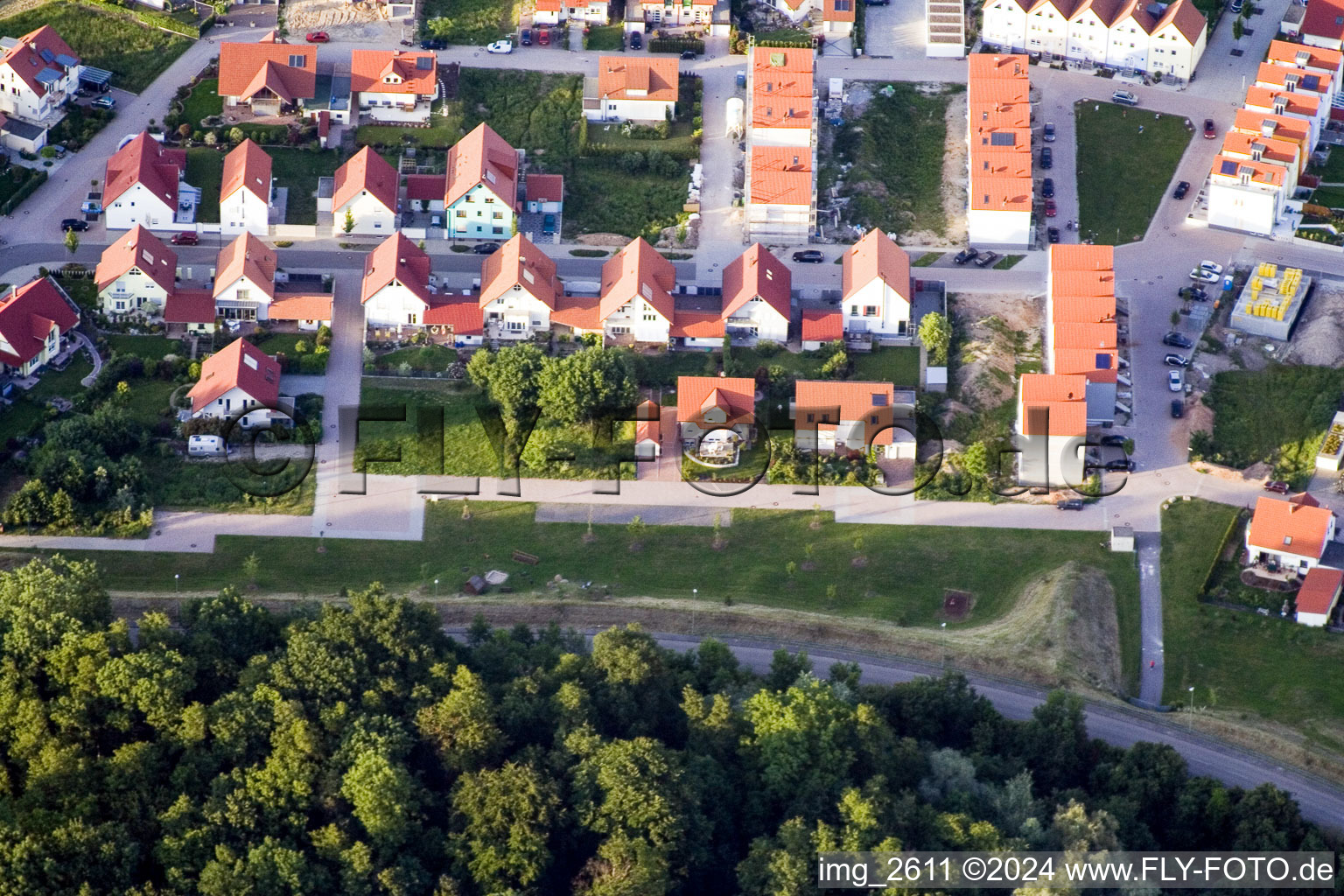 Aerial photograpy of New development area in Wörth am Rhein in the state Rhineland-Palatinate, Germany