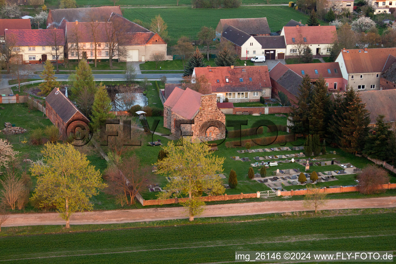 Oblique view of Church building in the village of in Niederer Flaeming in the state Brandenburg, Germany