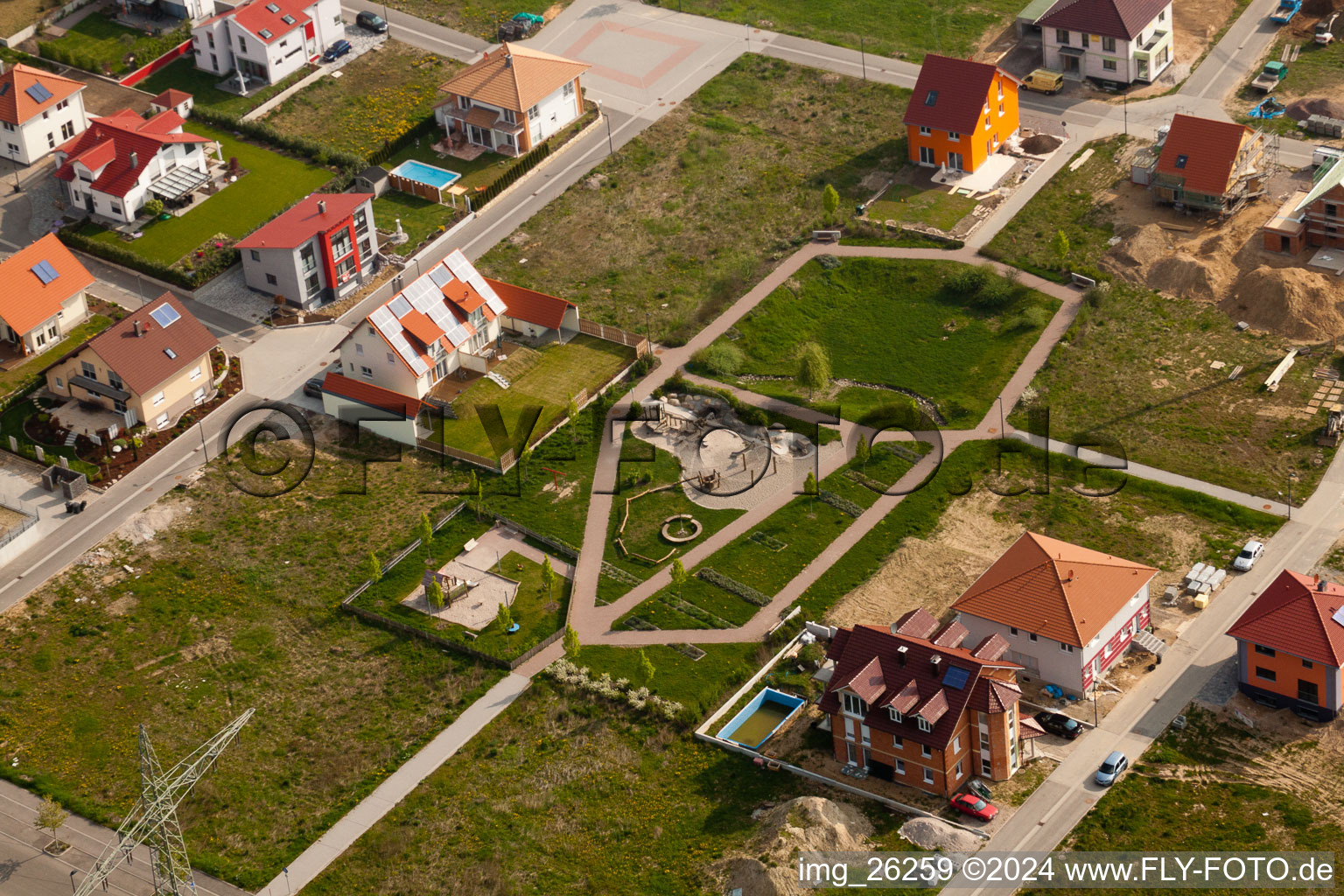 High path in Kandel in the state Rhineland-Palatinate, Germany from the drone perspective