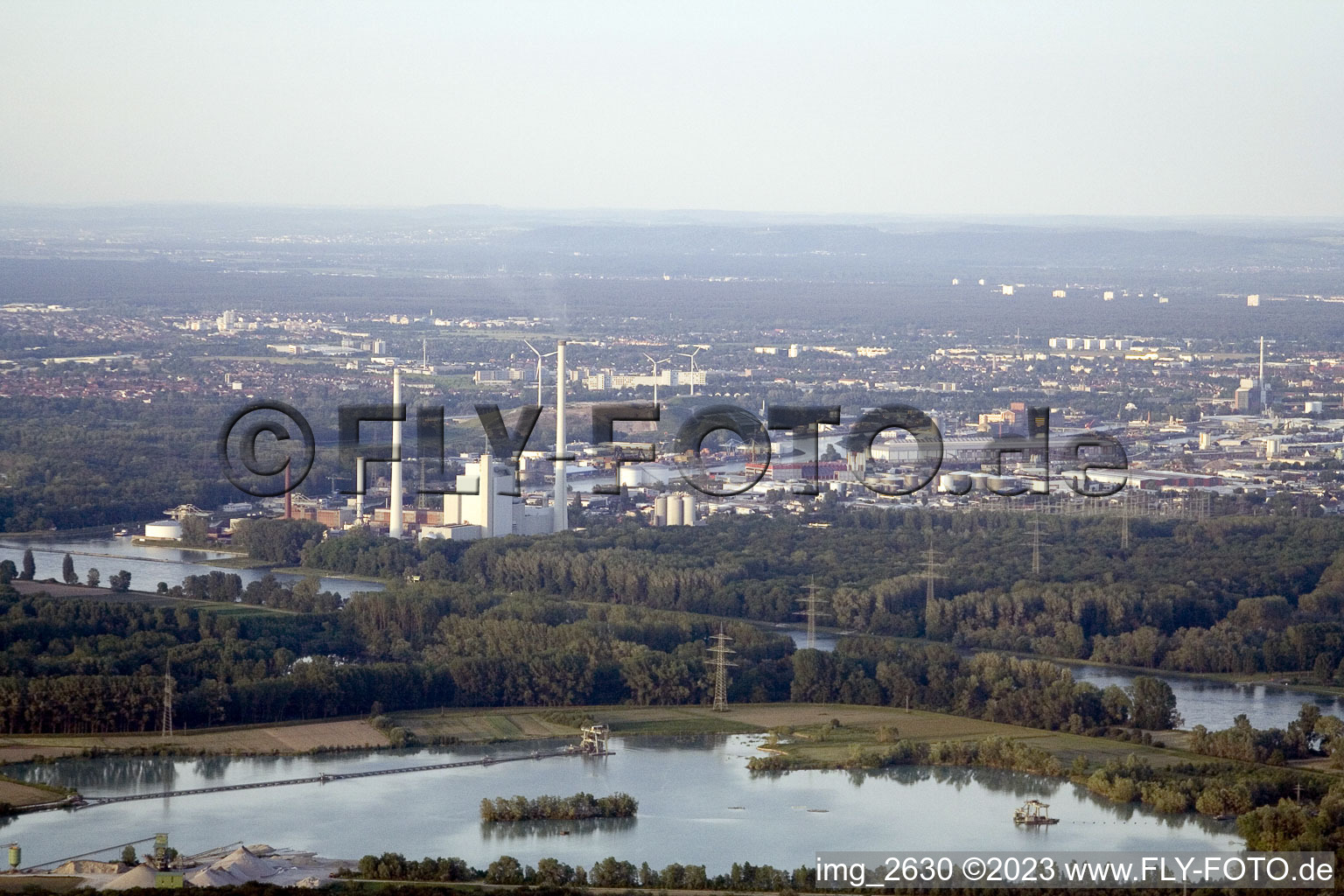 From the southwest in the district Rheinhafen in Karlsruhe in the state Baden-Wuerttemberg, Germany