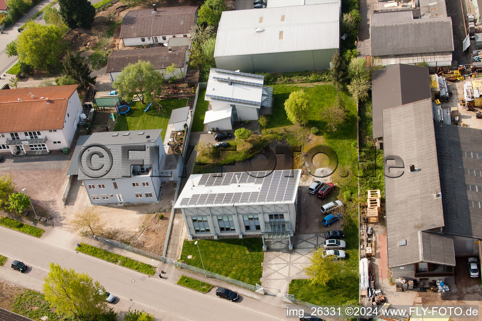 Oblique view of Horst Industrial Estate in the district Minderslachen in Kandel in the state Rhineland-Palatinate, Germany