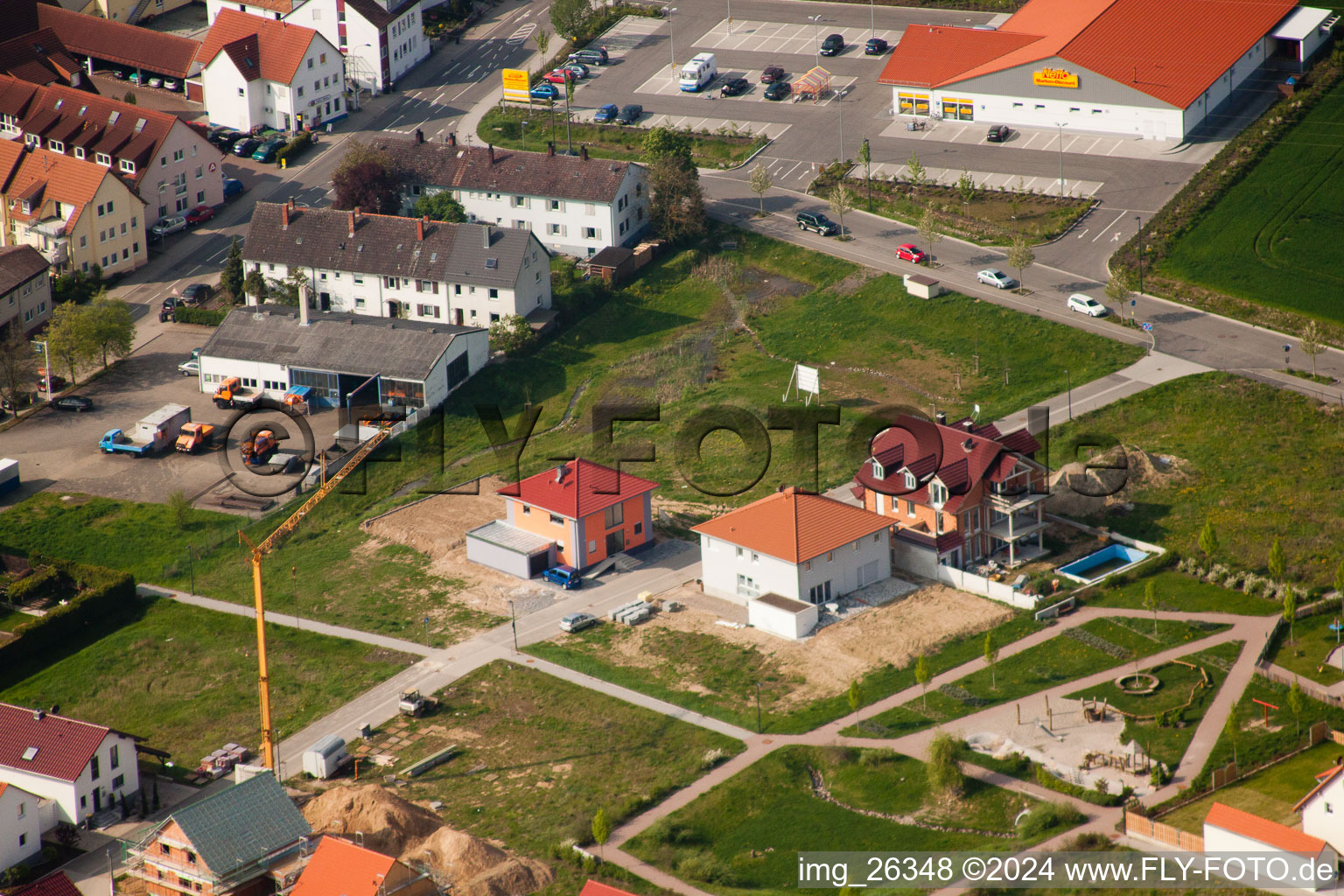 High path in Kandel in the state Rhineland-Palatinate, Germany from the drone perspective