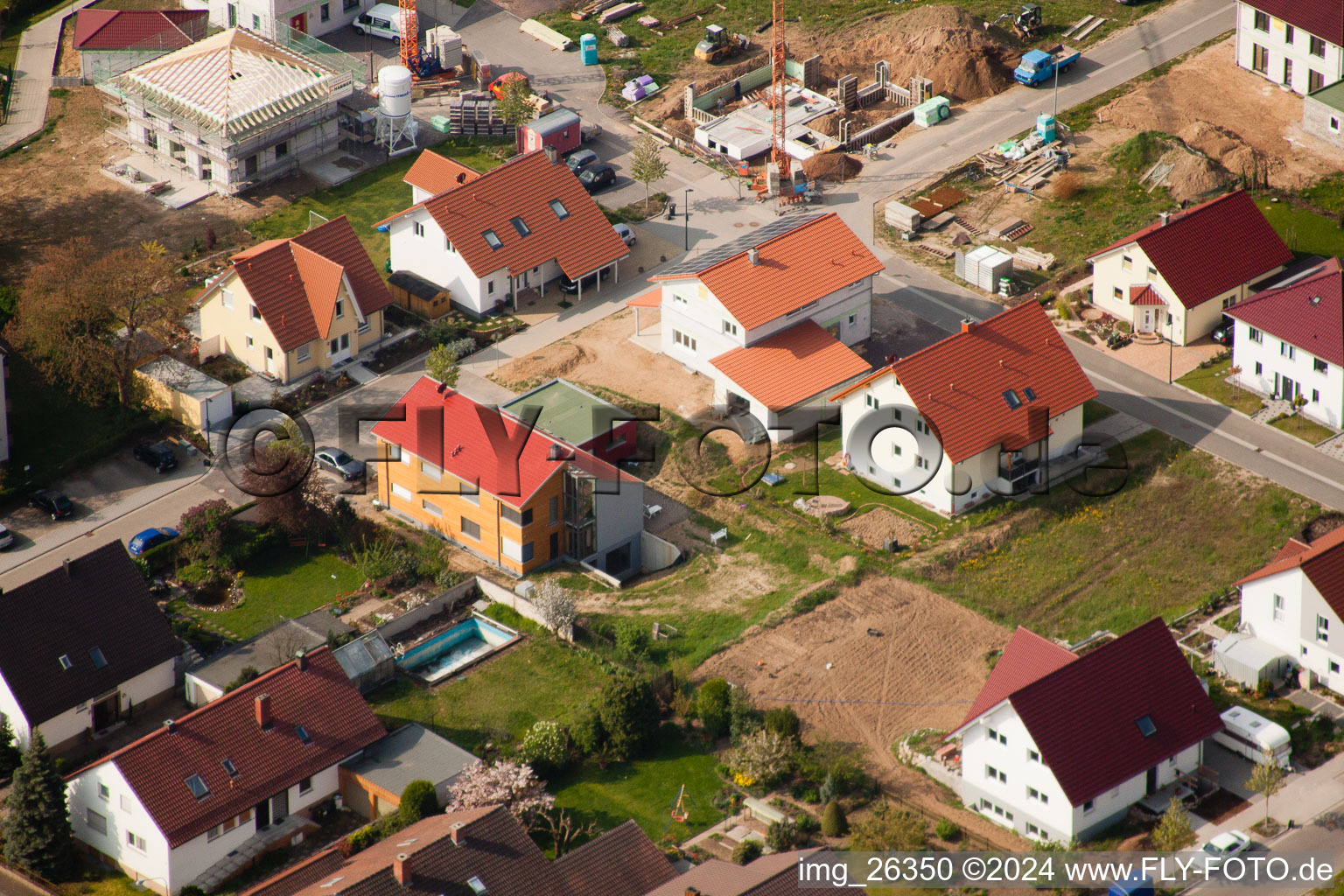 High path in Kandel in the state Rhineland-Palatinate, Germany seen from a drone