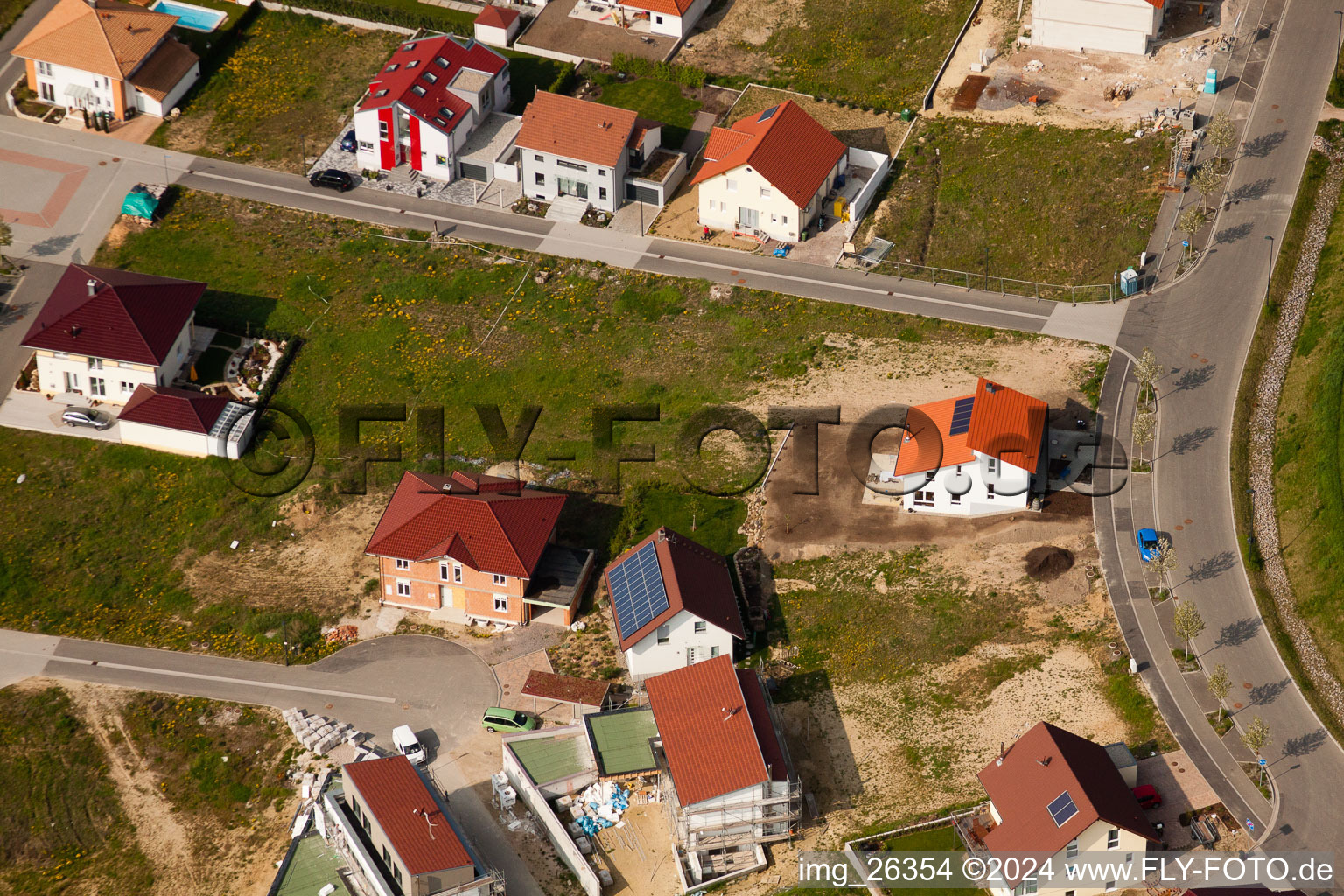 High path in Kandel in the state Rhineland-Palatinate, Germany from above