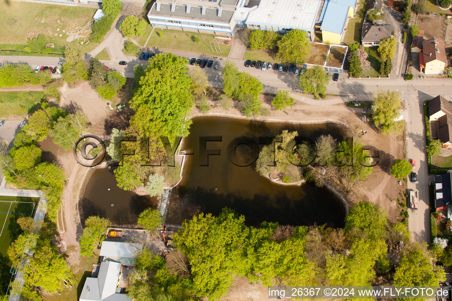 Aerial photograpy of Redesign of the Schwanenweier in Kandel in the state Rhineland-Palatinate, Germany