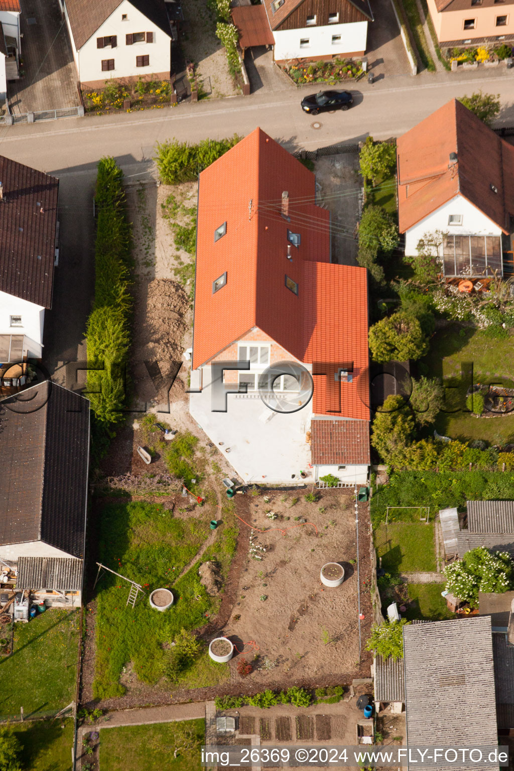 Waldstr in Kandel in the state Rhineland-Palatinate, Germany from the drone perspective