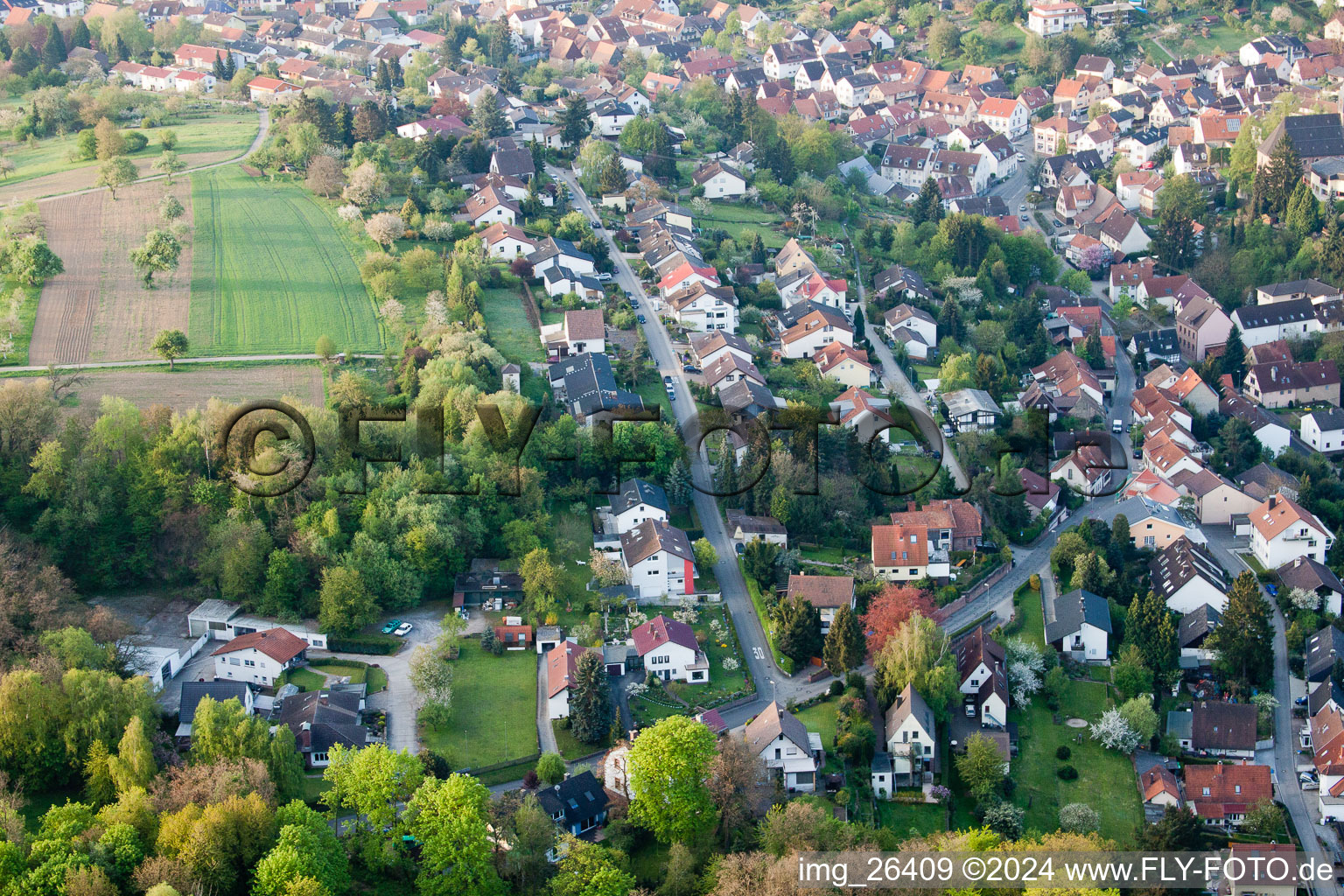 District Grünwettersbach in Karlsruhe in the state Baden-Wuerttemberg, Germany out of the air