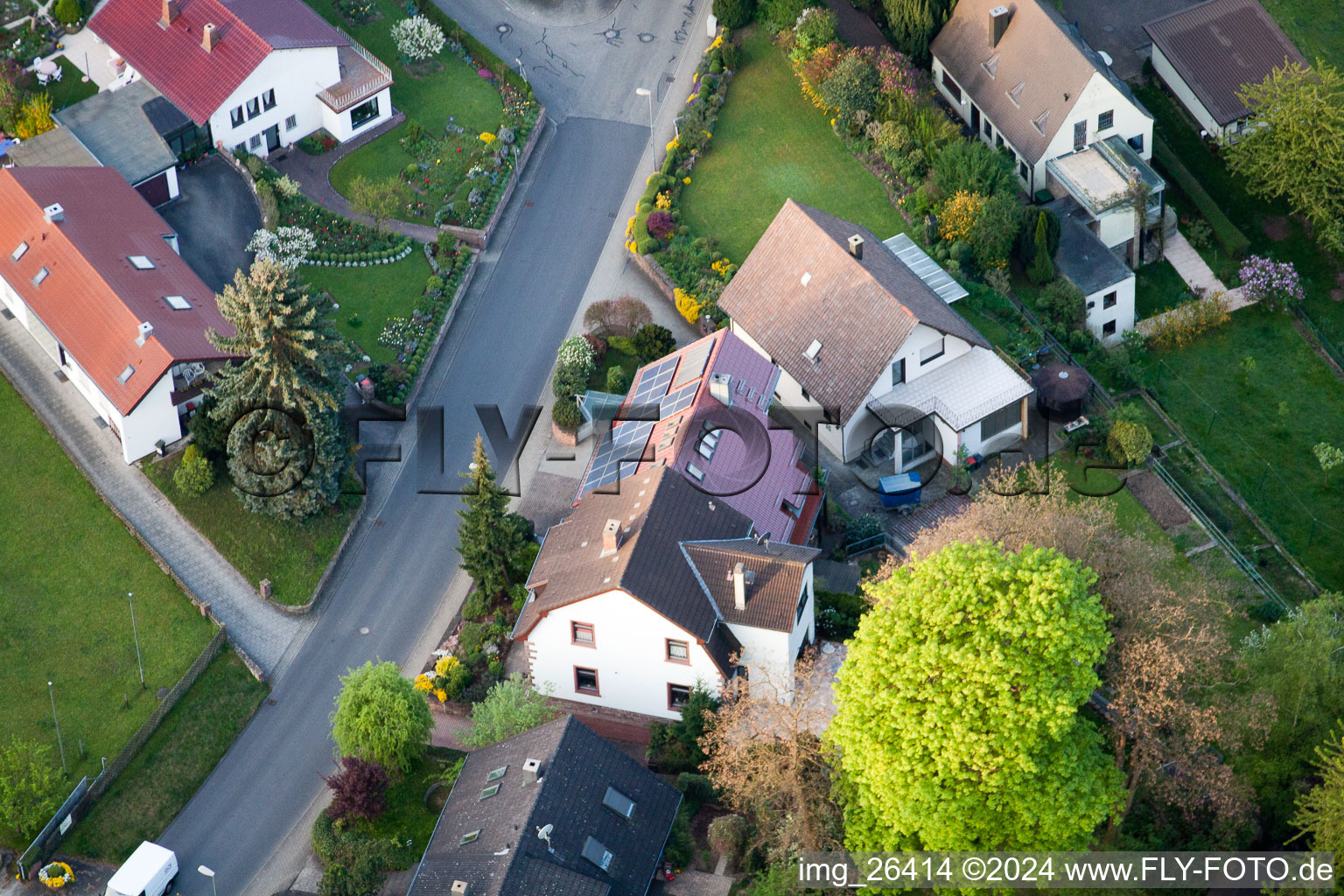 Drone recording of District Grünwettersbach in Karlsruhe in the state Baden-Wuerttemberg, Germany