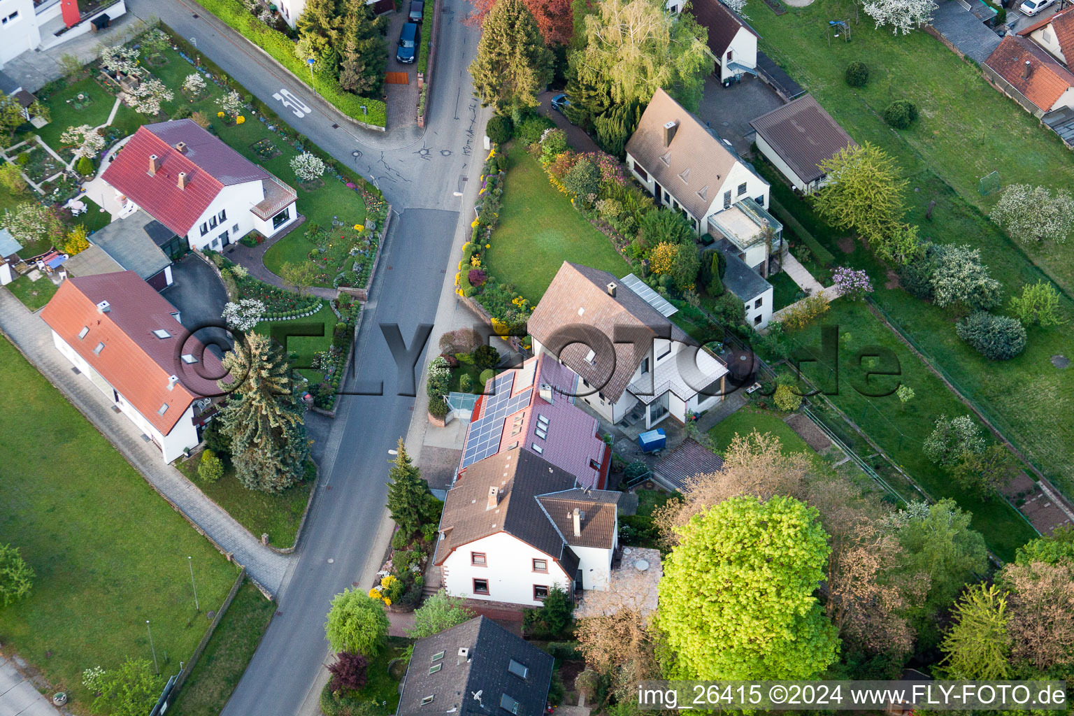 Drone image of District Grünwettersbach in Karlsruhe in the state Baden-Wuerttemberg, Germany