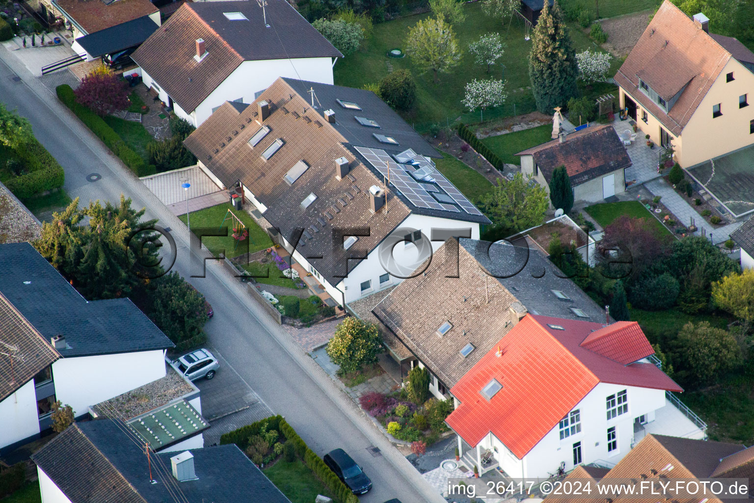 District Grünwettersbach in Karlsruhe in the state Baden-Wuerttemberg, Germany from the drone perspective