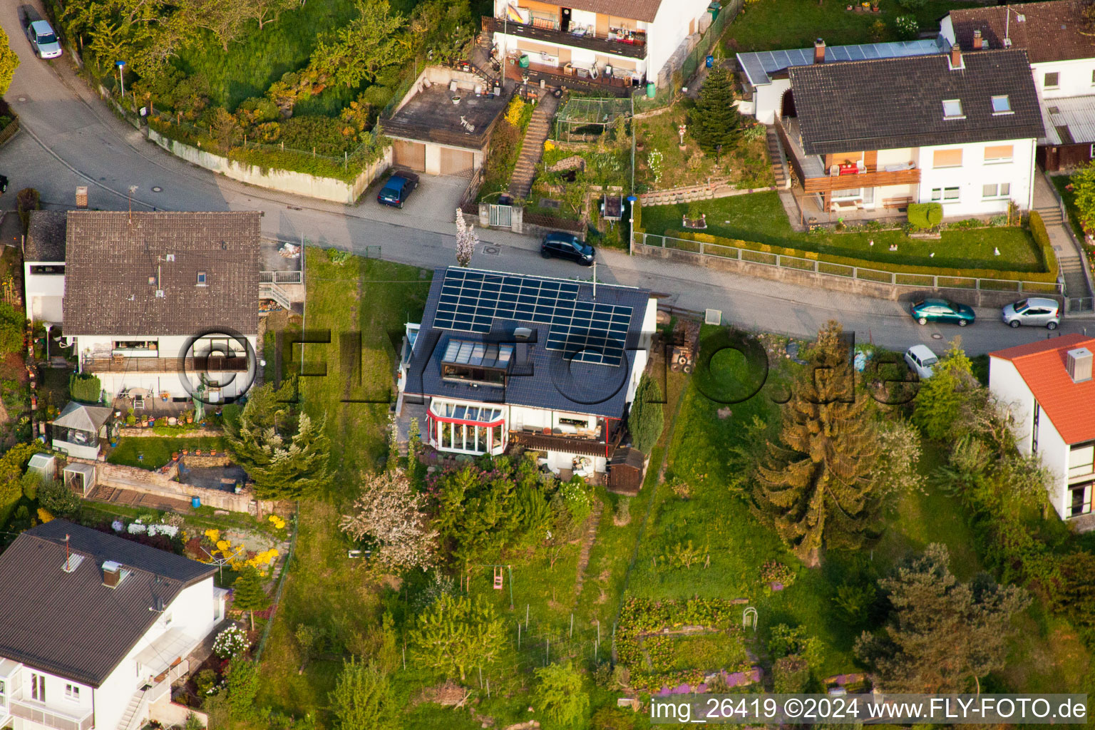 District Grünwettersbach in Karlsruhe in the state Baden-Wuerttemberg, Germany from a drone