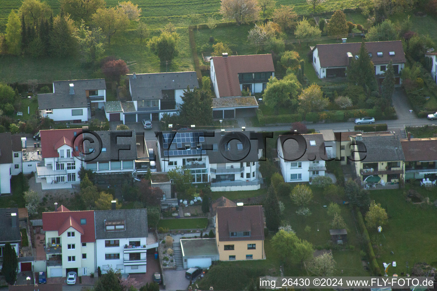 District Grünwettersbach in Karlsruhe in the state Baden-Wuerttemberg, Germany seen from above