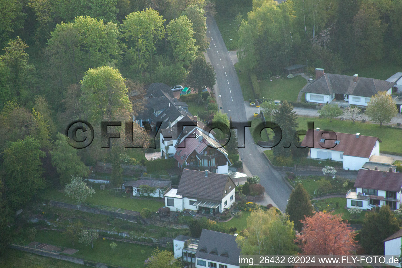 District Grünwettersbach in Karlsruhe in the state Baden-Wuerttemberg, Germany from the plane