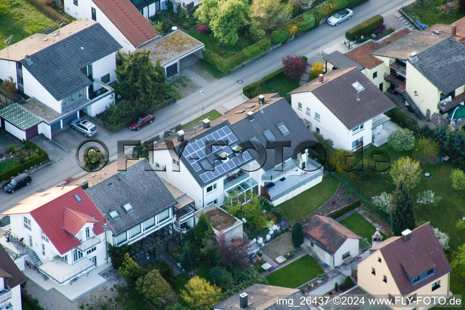 Drone recording of District Grünwettersbach in Karlsruhe in the state Baden-Wuerttemberg, Germany