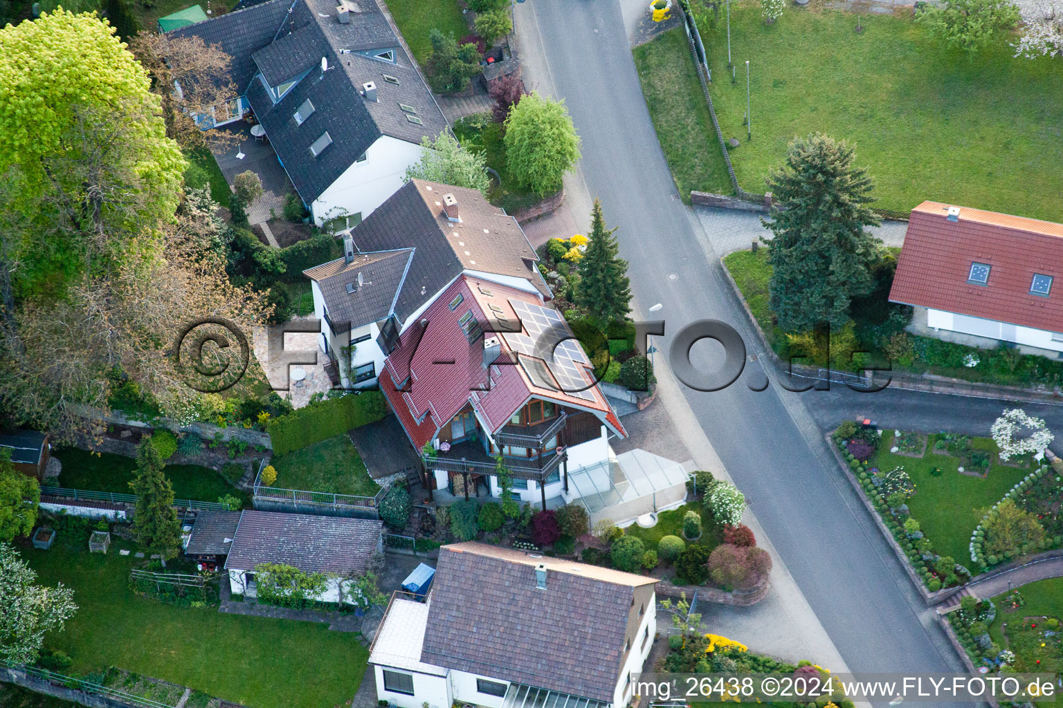 Drone image of District Grünwettersbach in Karlsruhe in the state Baden-Wuerttemberg, Germany