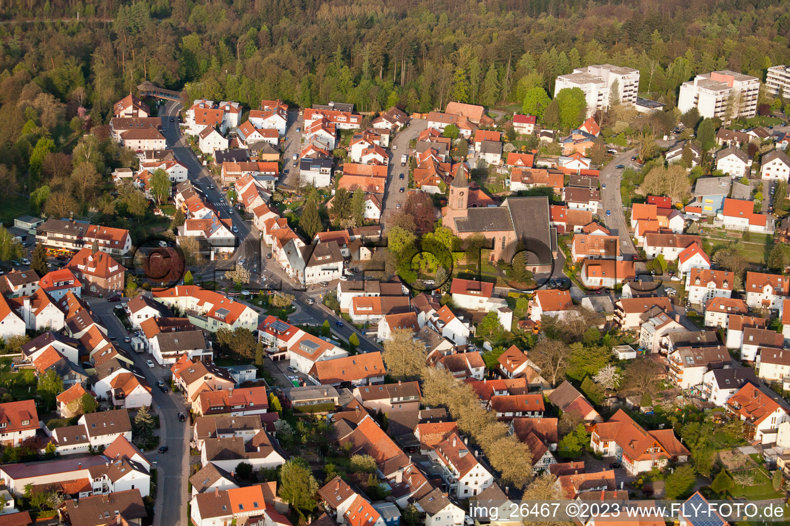 Aerial photograpy of District Reichenbach in Waldbronn in the state Baden-Wuerttemberg, Germany