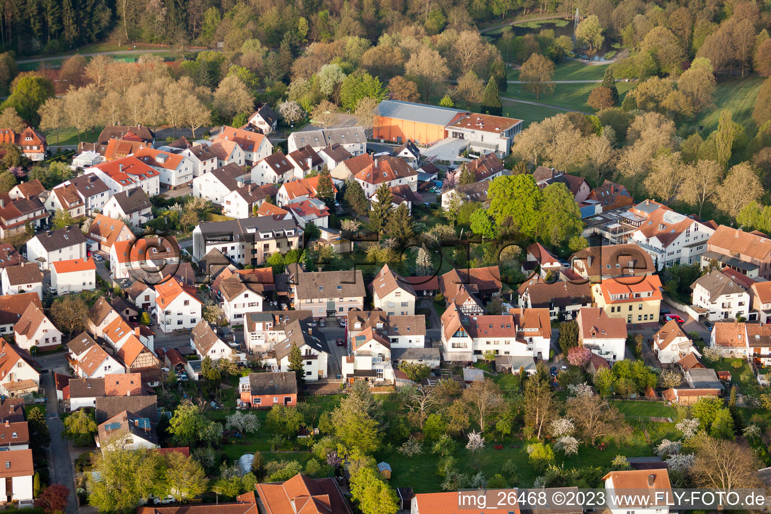 Kurpark from the east in the district Reichenbach in Waldbronn in the state Baden-Wuerttemberg, Germany