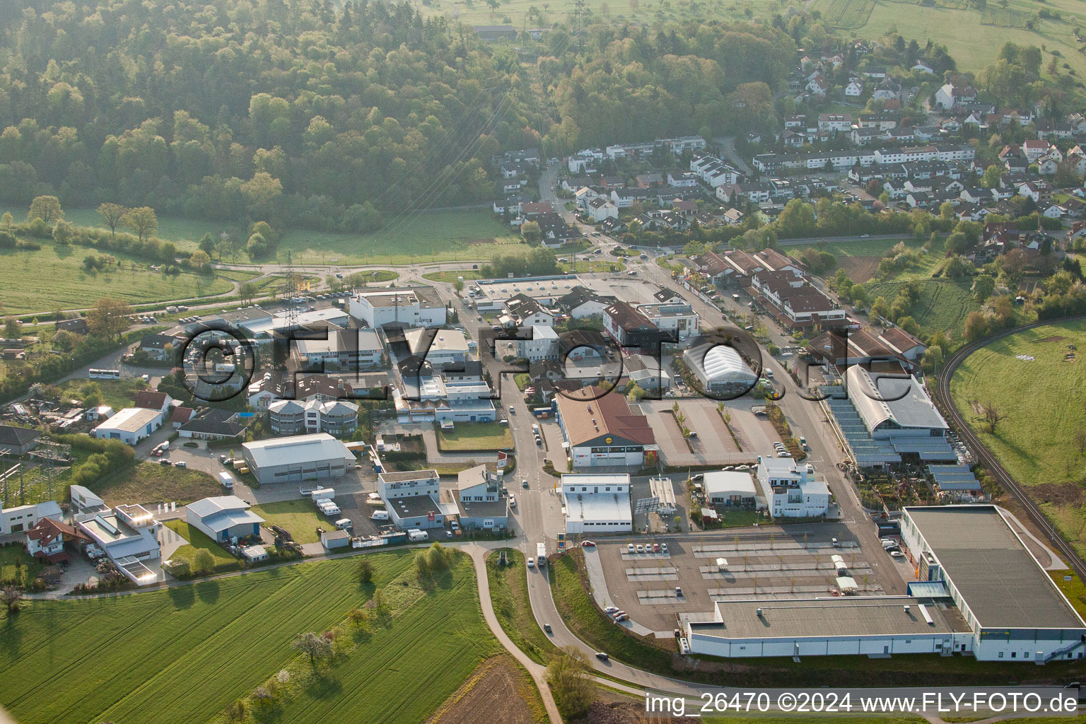 District Langensteinbach in Karlsbad in the state Baden-Wuerttemberg, Germany out of the air