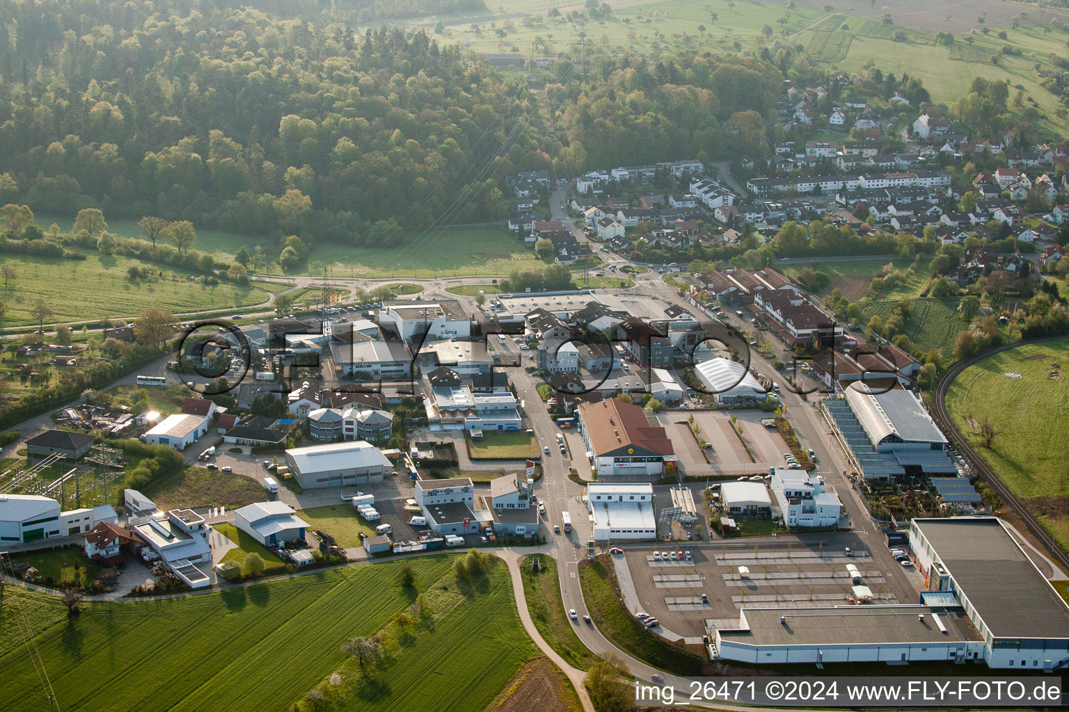 District Langensteinbach in Karlsbad in the state Baden-Wuerttemberg, Germany seen from above