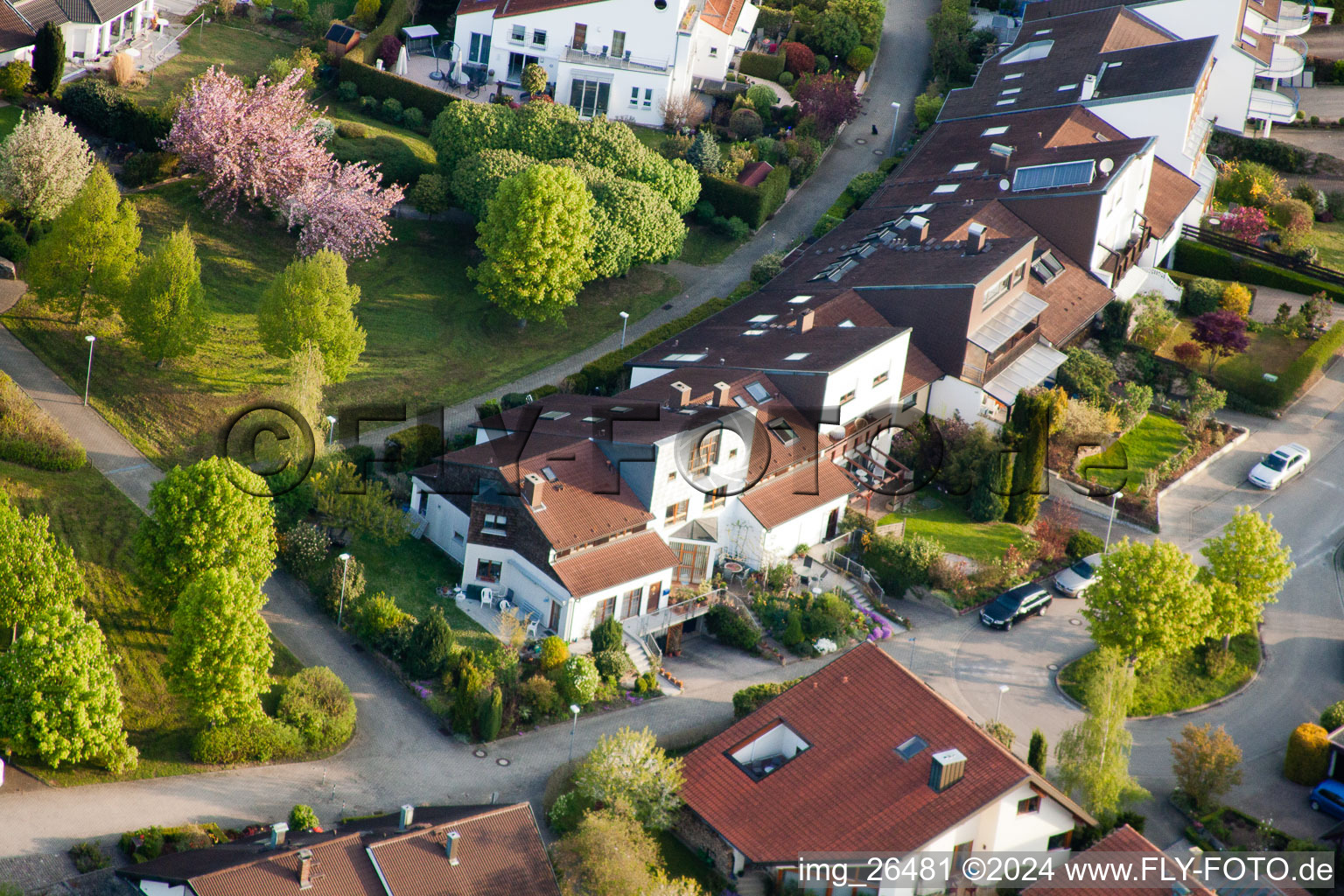 Bird's eye view of District Stupferich in Karlsruhe in the state Baden-Wuerttemberg, Germany