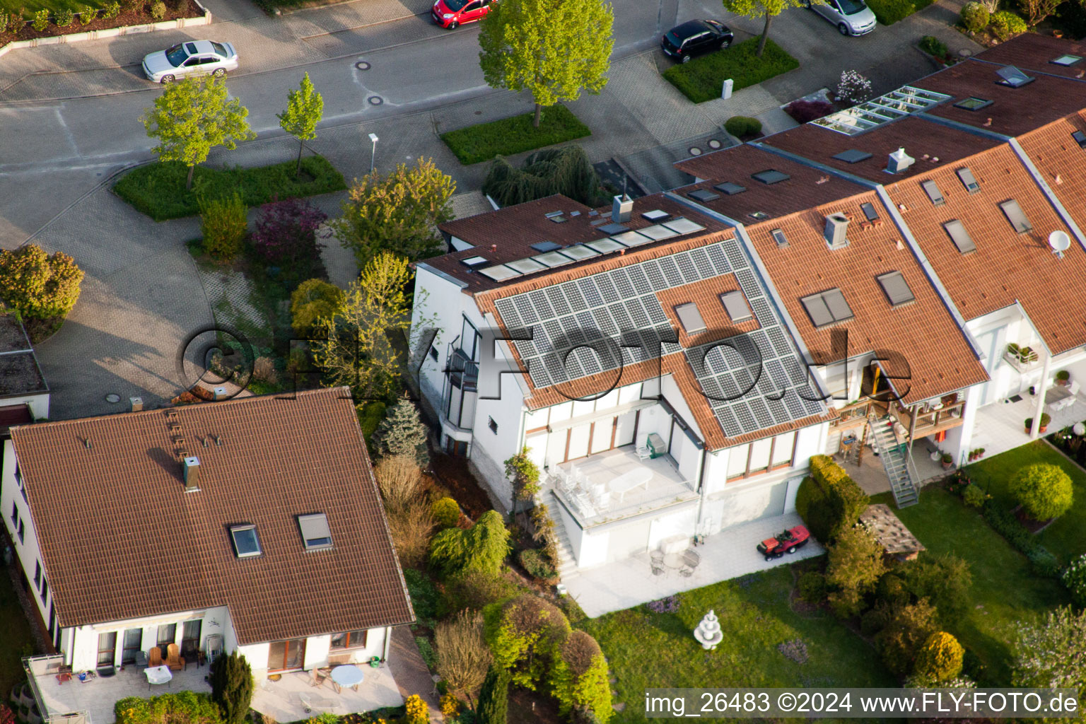 District Stupferich in Karlsruhe in the state Baden-Wuerttemberg, Germany viewn from the air