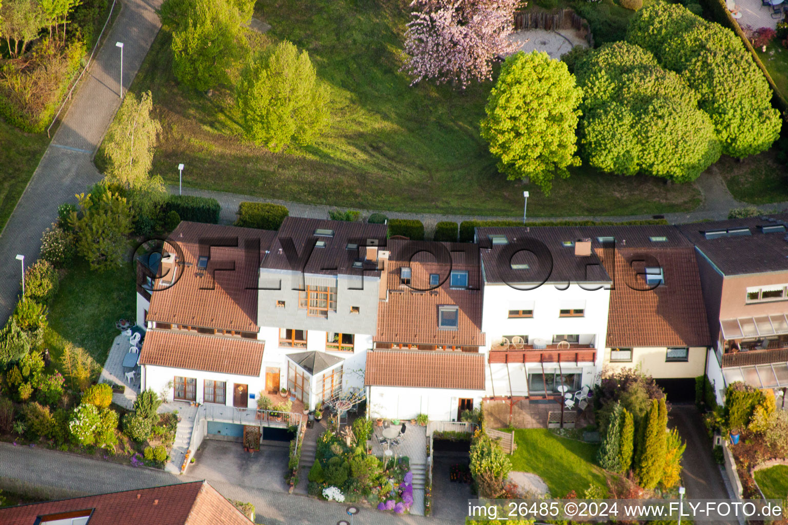 Drone recording of District Stupferich in Karlsruhe in the state Baden-Wuerttemberg, Germany