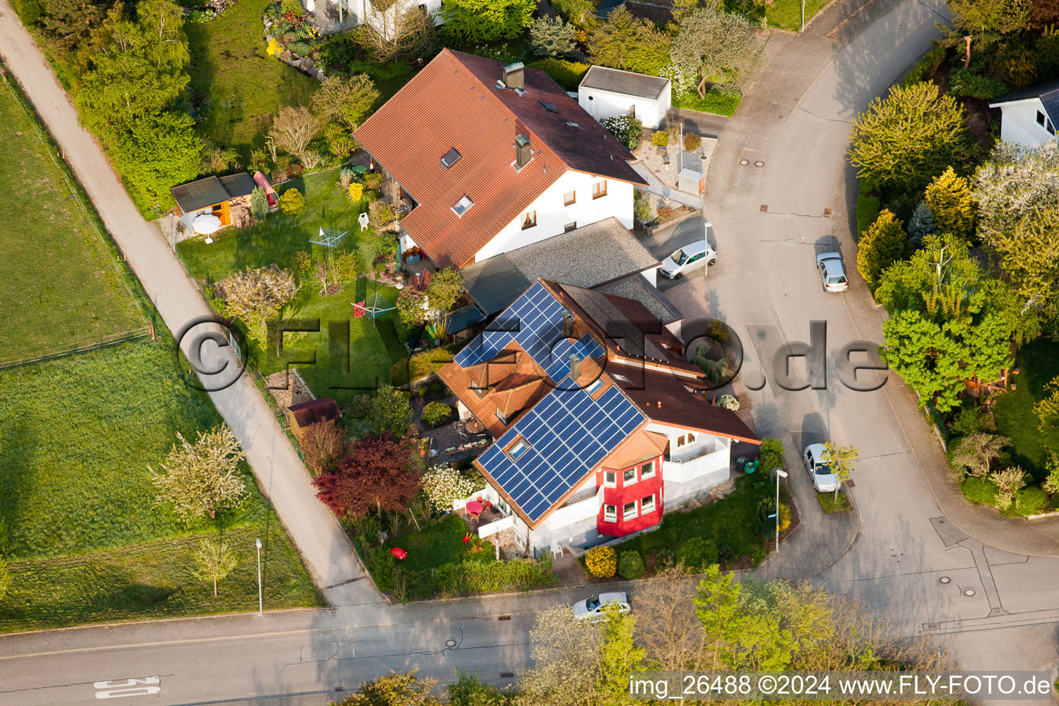 Drone image of District Stupferich in Karlsruhe in the state Baden-Wuerttemberg, Germany