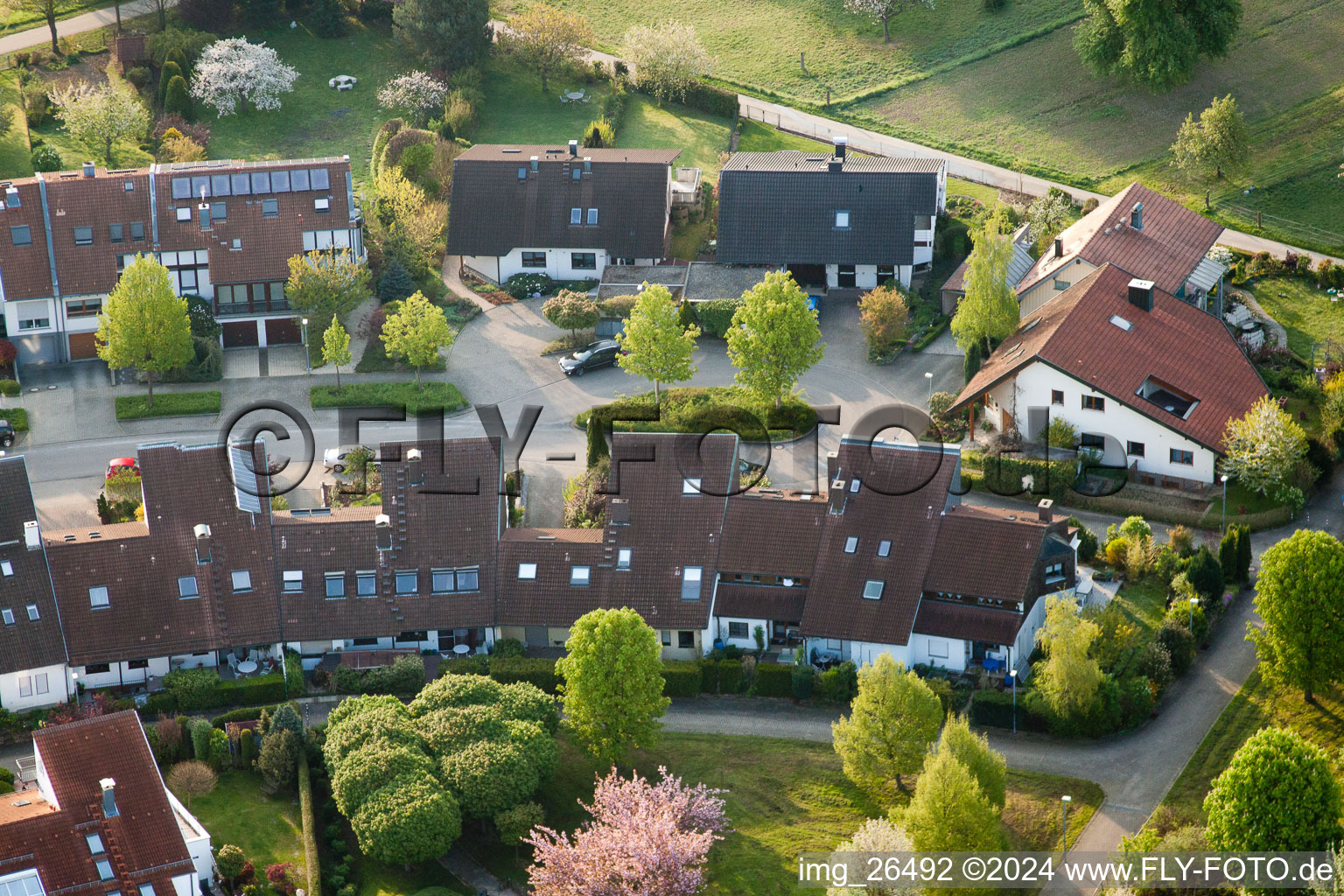 Aerial view of District Stupferich in Karlsruhe in the state Baden-Wuerttemberg, Germany