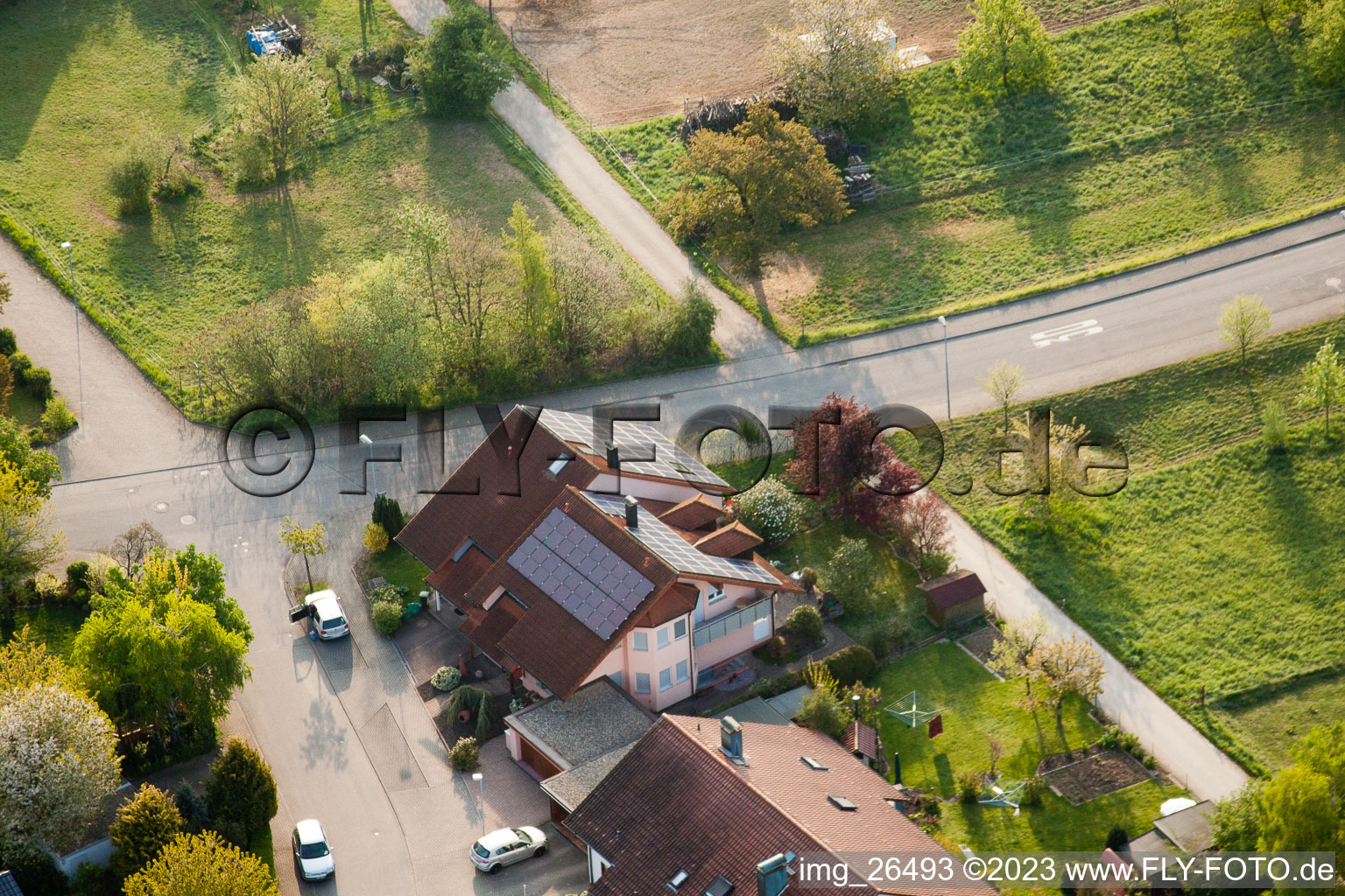 Aerial photograpy of District Stupferich in Karlsruhe in the state Baden-Wuerttemberg, Germany