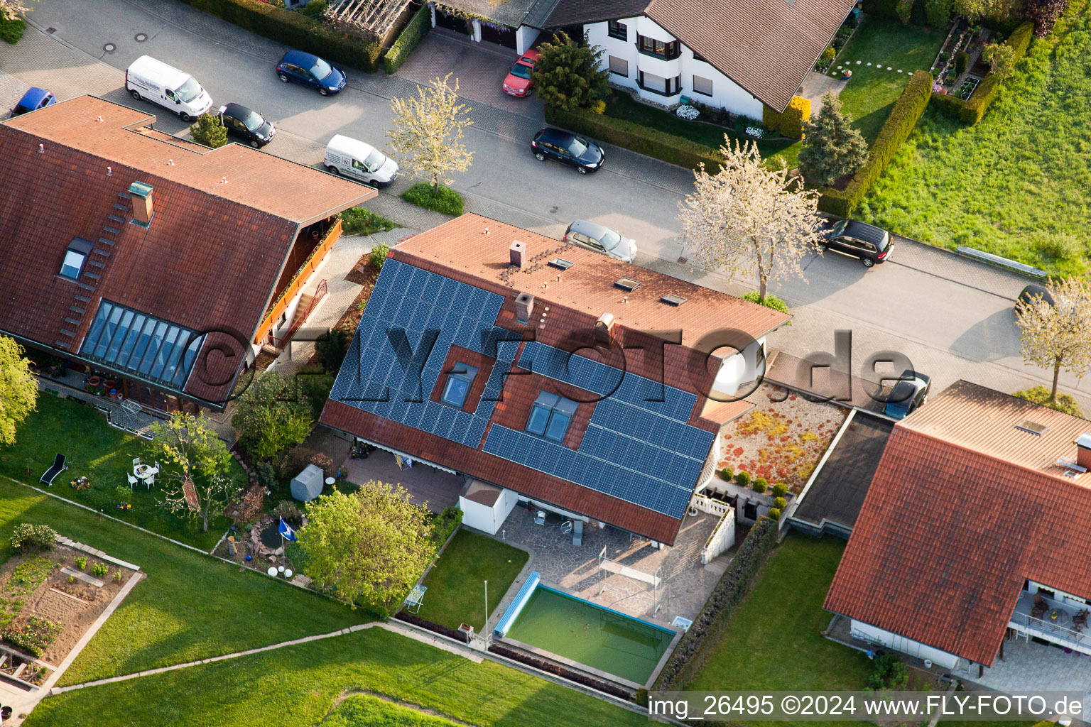 District Stupferich in Karlsruhe in the state Baden-Wuerttemberg, Germany from above