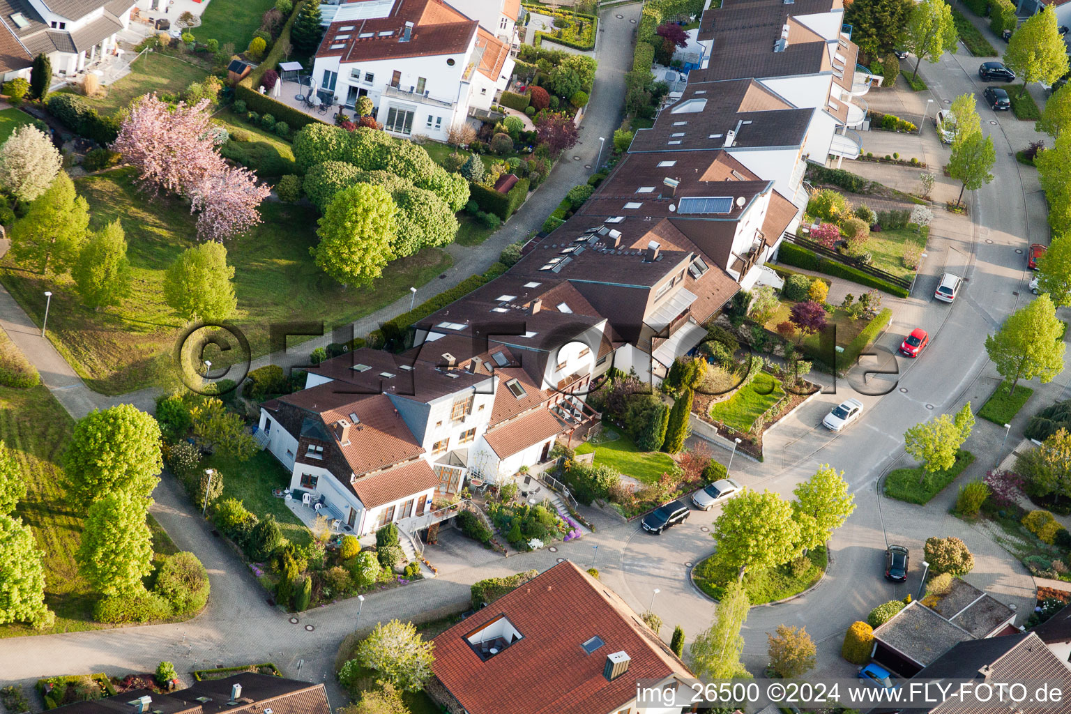 District Stupferich in Karlsruhe in the state Baden-Wuerttemberg, Germany viewn from the air