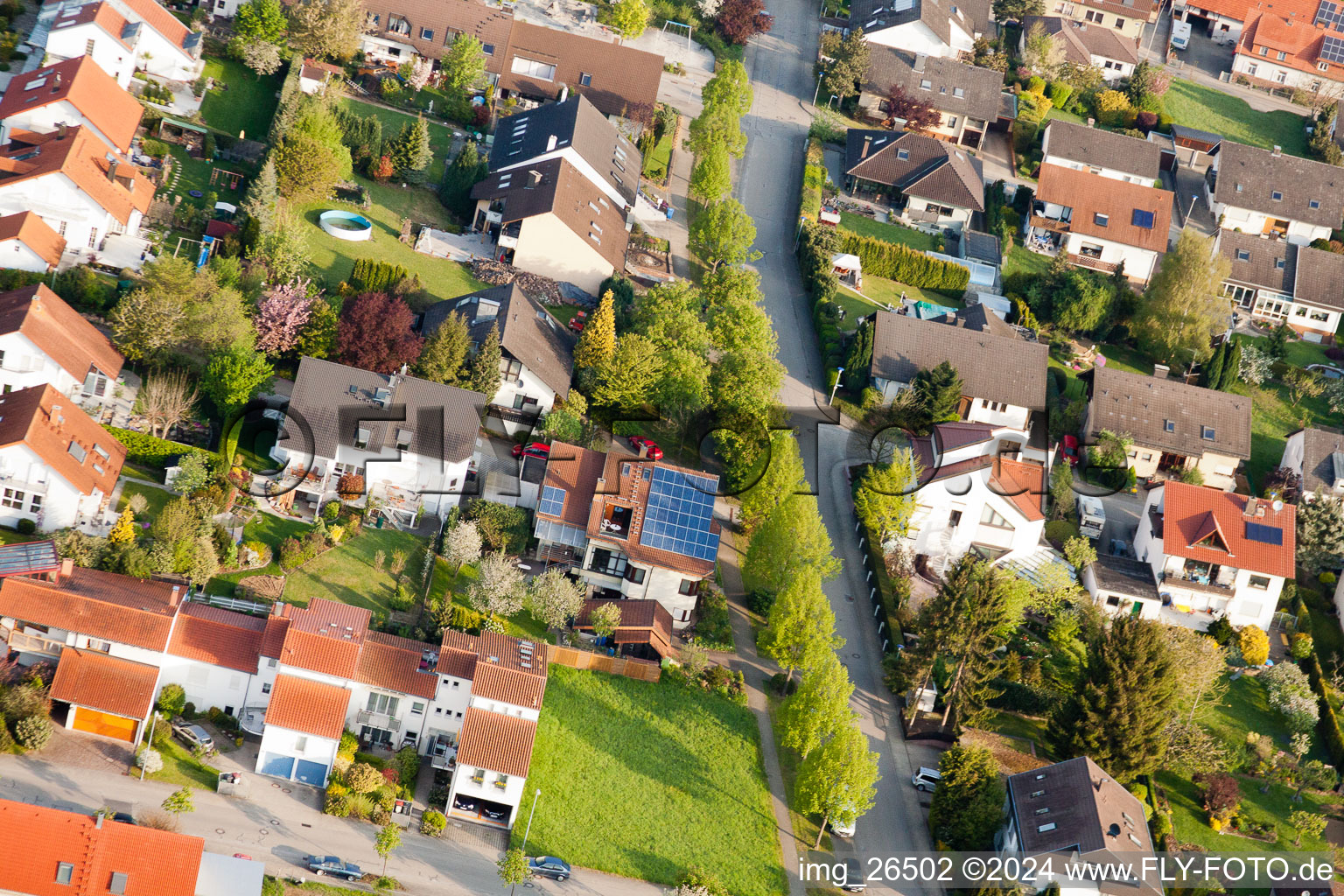 Drone image of District Stupferich in Karlsruhe in the state Baden-Wuerttemberg, Germany