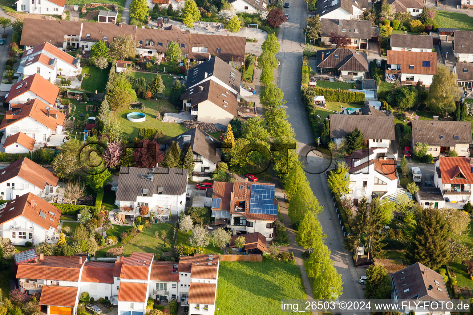 District Stupferich in Karlsruhe in the state Baden-Wuerttemberg, Germany from the drone perspective