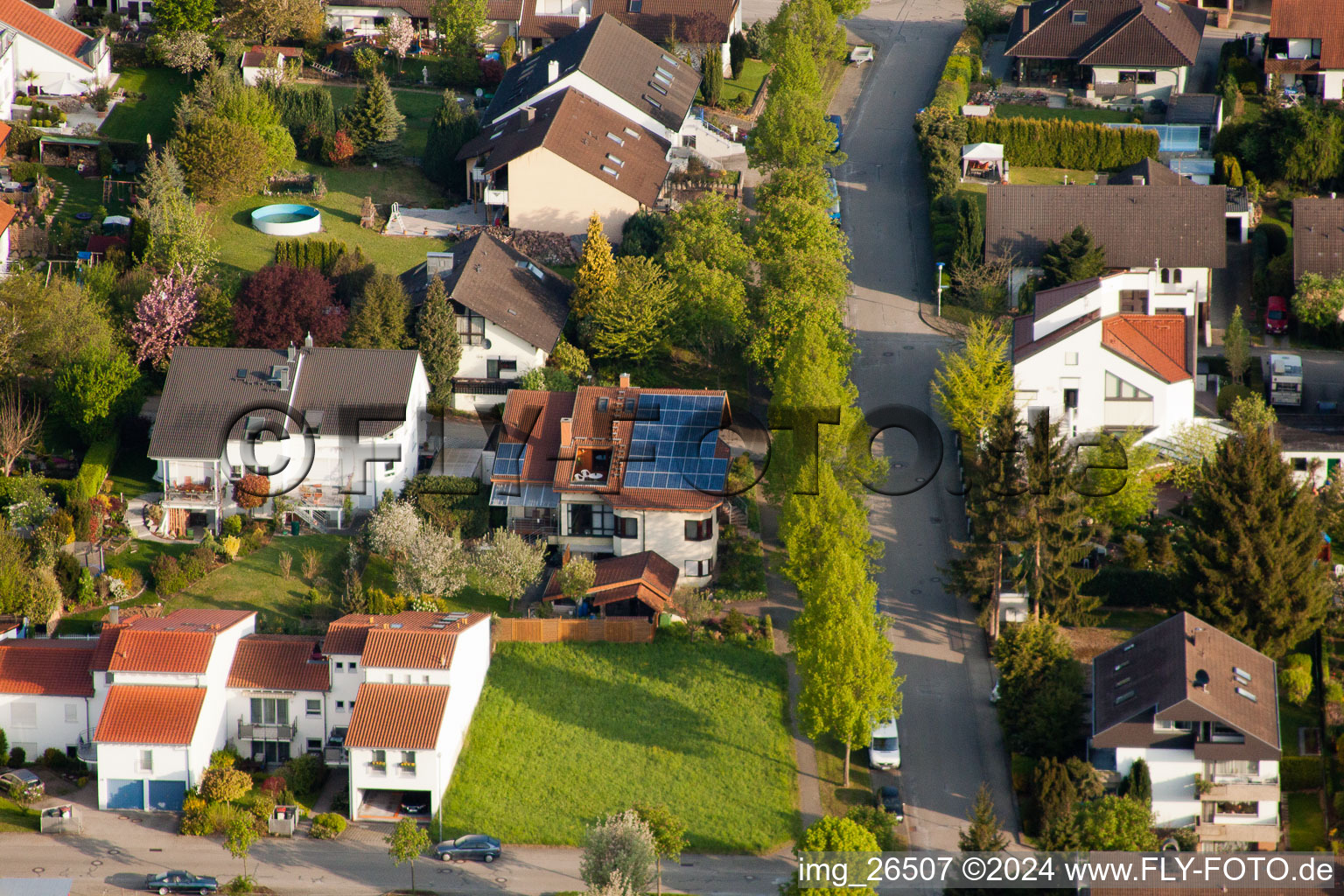 District Stupferich in Karlsruhe in the state Baden-Wuerttemberg, Germany from a drone