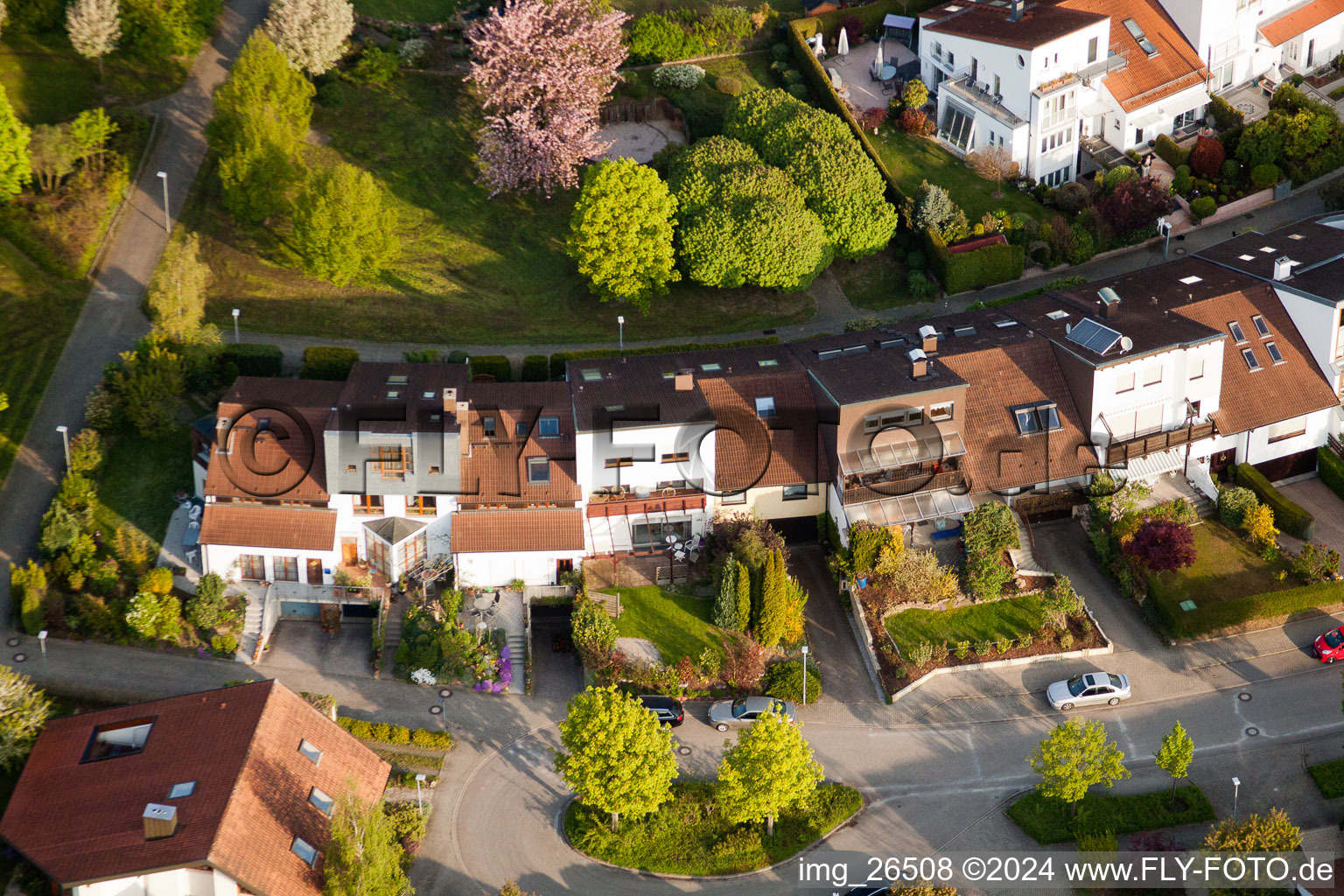 District Stupferich in Karlsruhe in the state Baden-Wuerttemberg, Germany seen from a drone