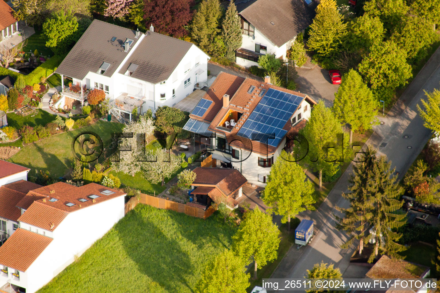 Aerial photograpy of District Stupferich in Karlsruhe in the state Baden-Wuerttemberg, Germany