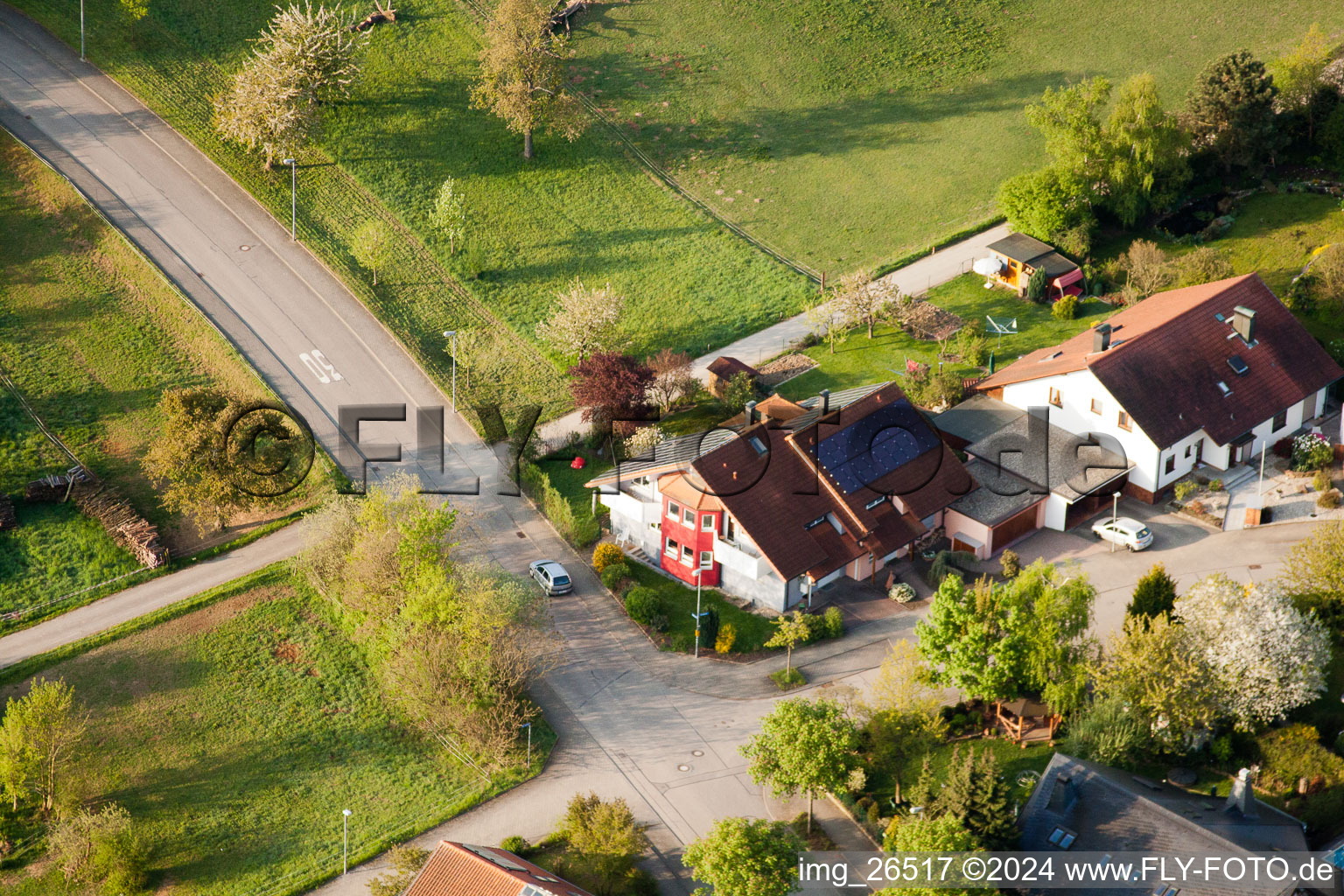 Bird's eye view of District Stupferich in Karlsruhe in the state Baden-Wuerttemberg, Germany