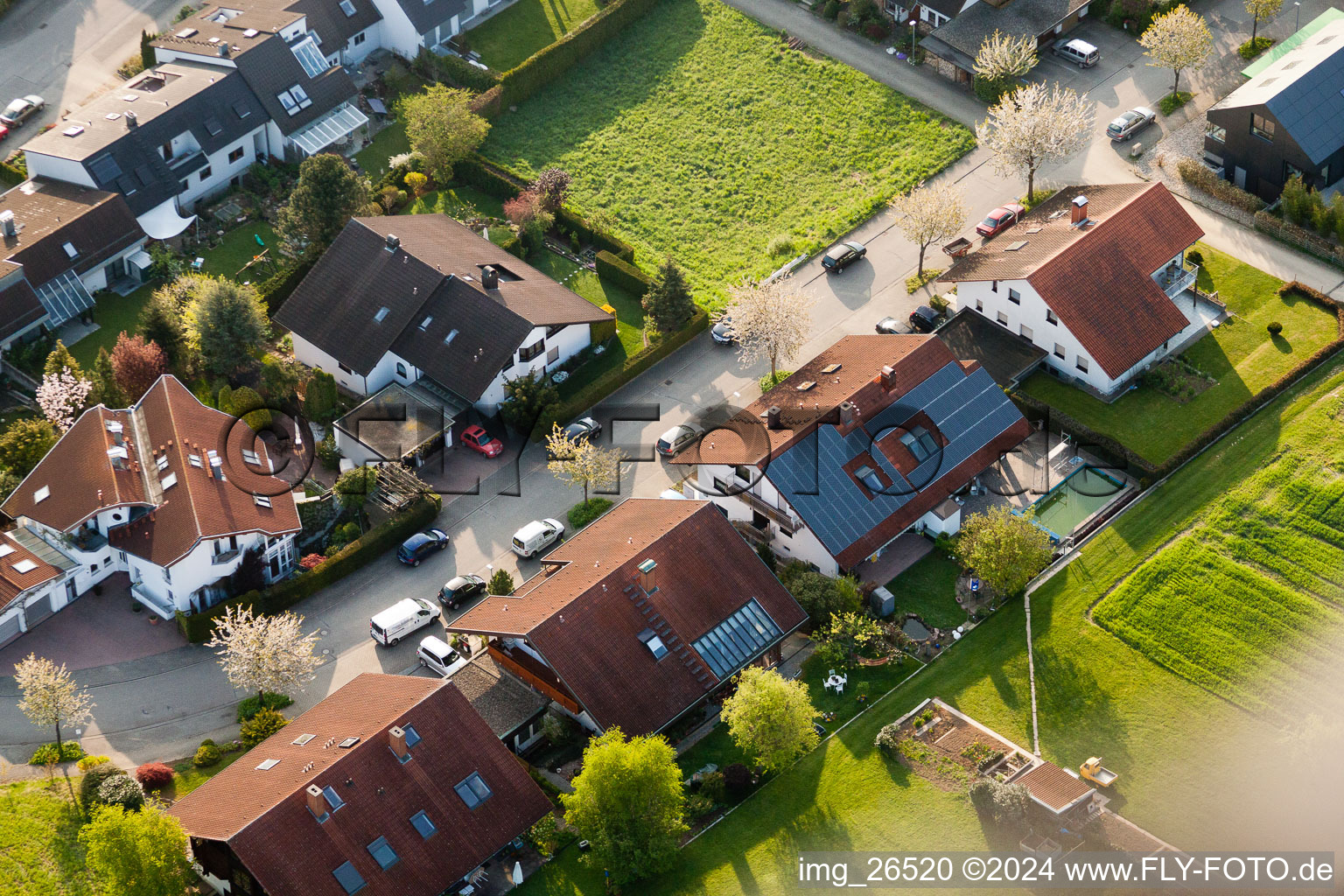 Drone image of District Stupferich in Karlsruhe in the state Baden-Wuerttemberg, Germany