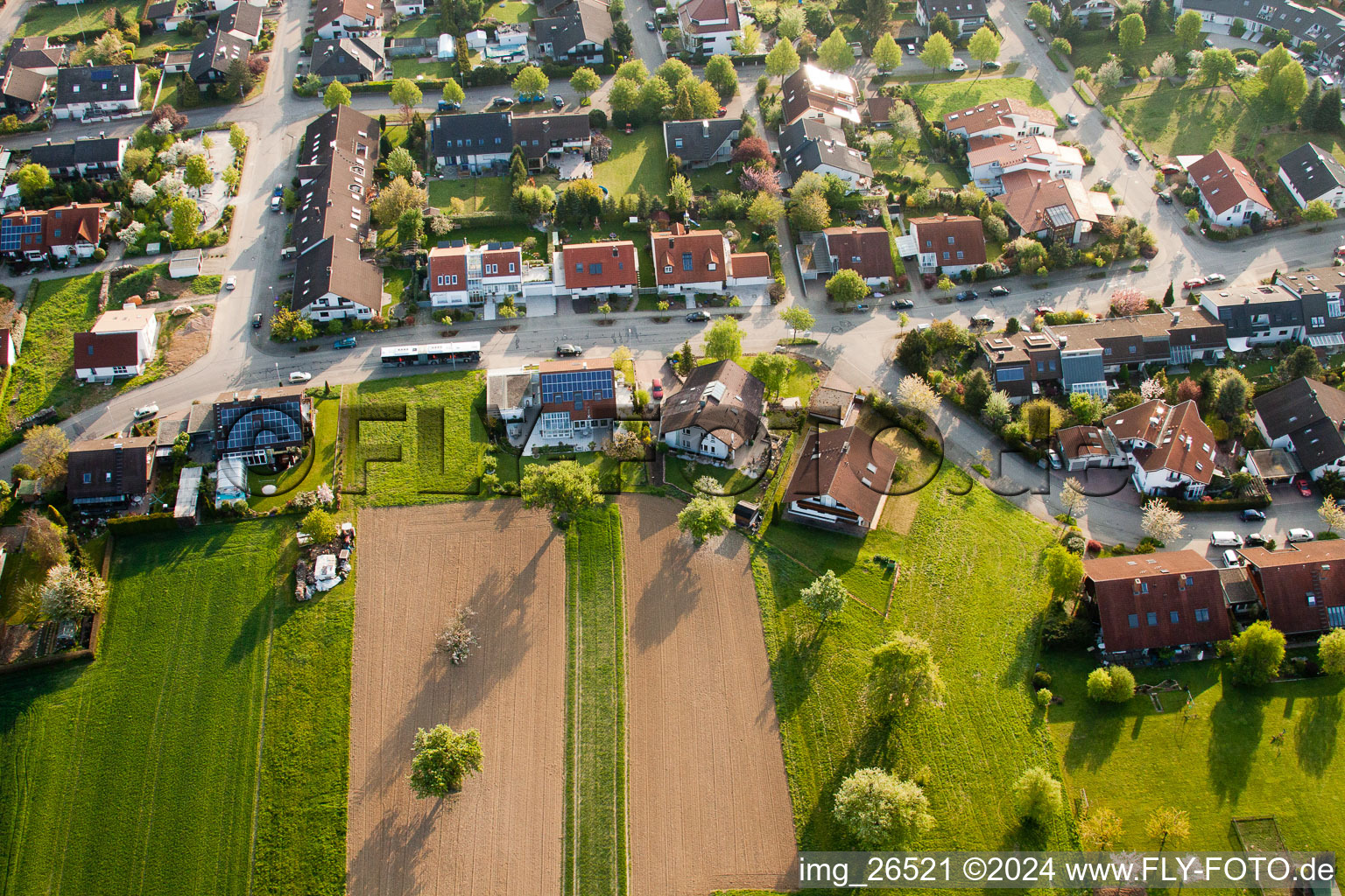 District Stupferich in Karlsruhe in the state Baden-Wuerttemberg, Germany from the drone perspective