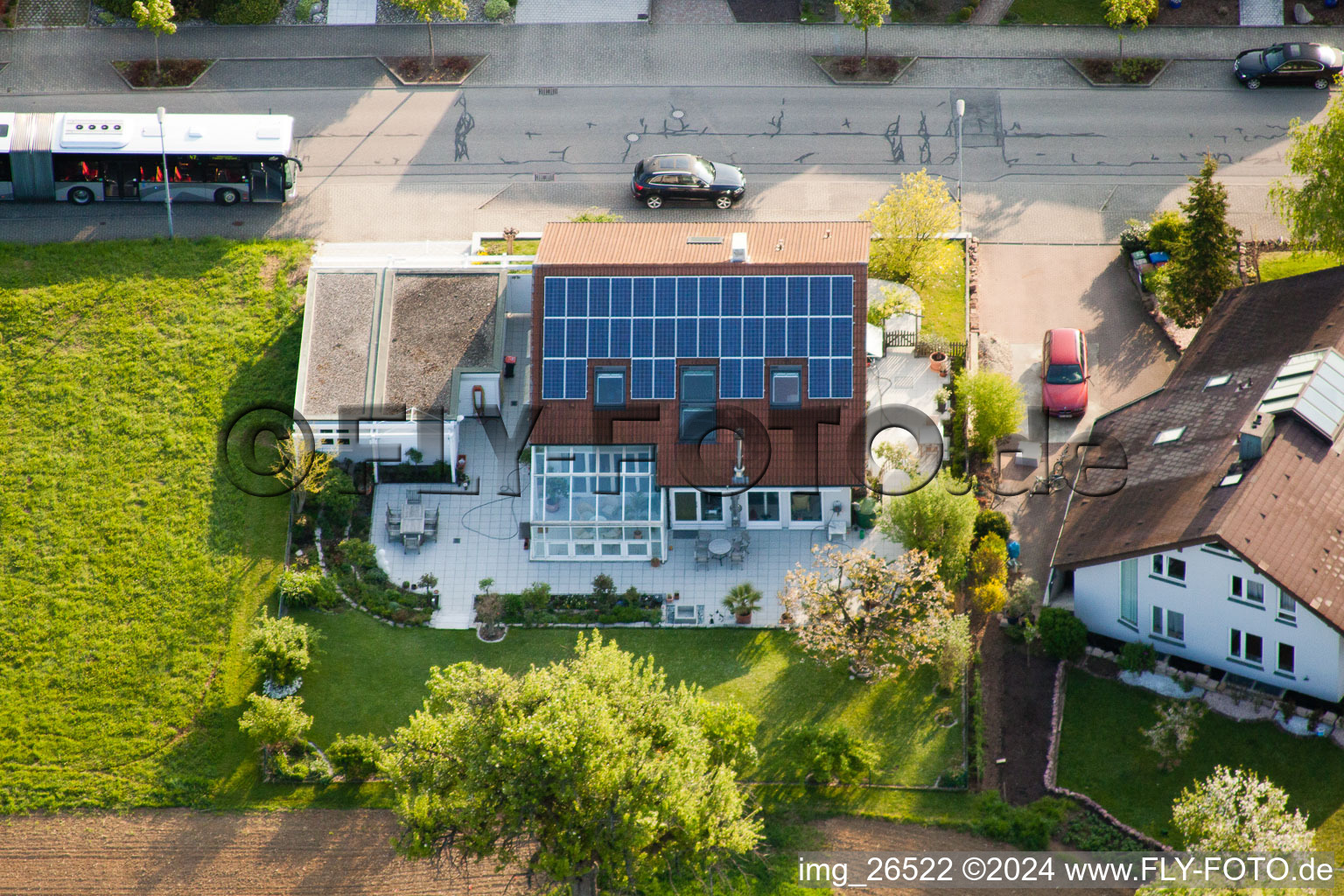 District Stupferich in Karlsruhe in the state Baden-Wuerttemberg, Germany from a drone