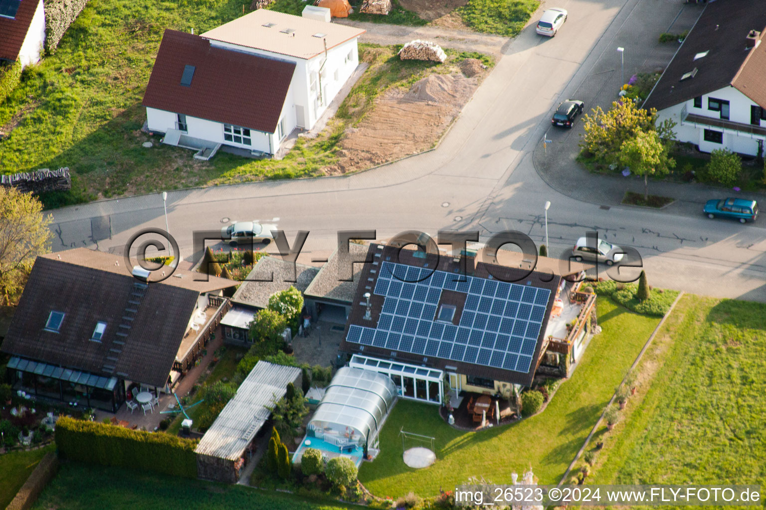 District Stupferich in Karlsruhe in the state Baden-Wuerttemberg, Germany seen from a drone