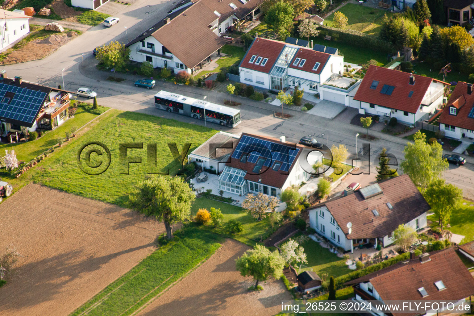 Aerial photograpy of District Stupferich in Karlsruhe in the state Baden-Wuerttemberg, Germany