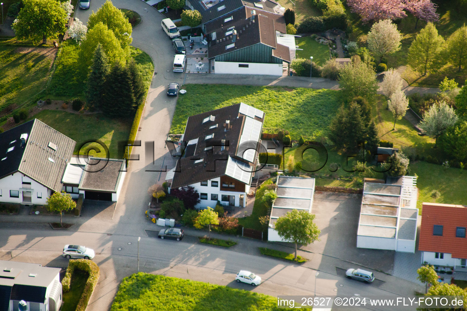 District Stupferich in Karlsruhe in the state Baden-Wuerttemberg, Germany from above