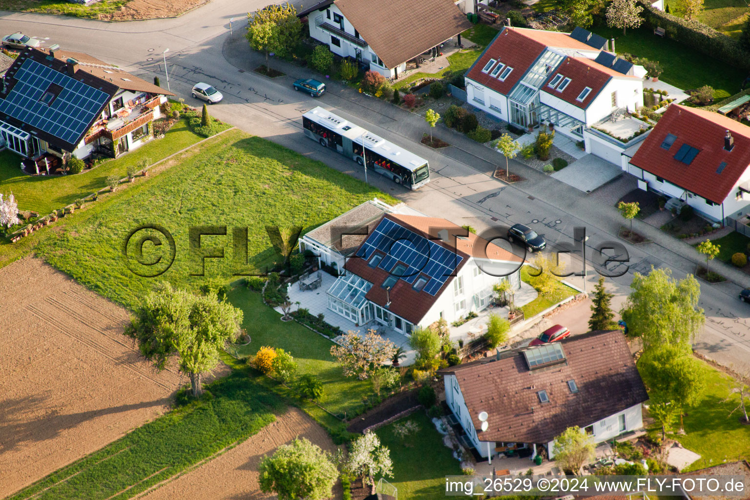 District Stupferich in Karlsruhe in the state Baden-Wuerttemberg, Germany seen from above