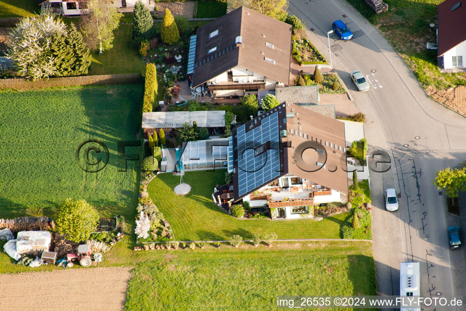 Drone image of District Stupferich in Karlsruhe in the state Baden-Wuerttemberg, Germany